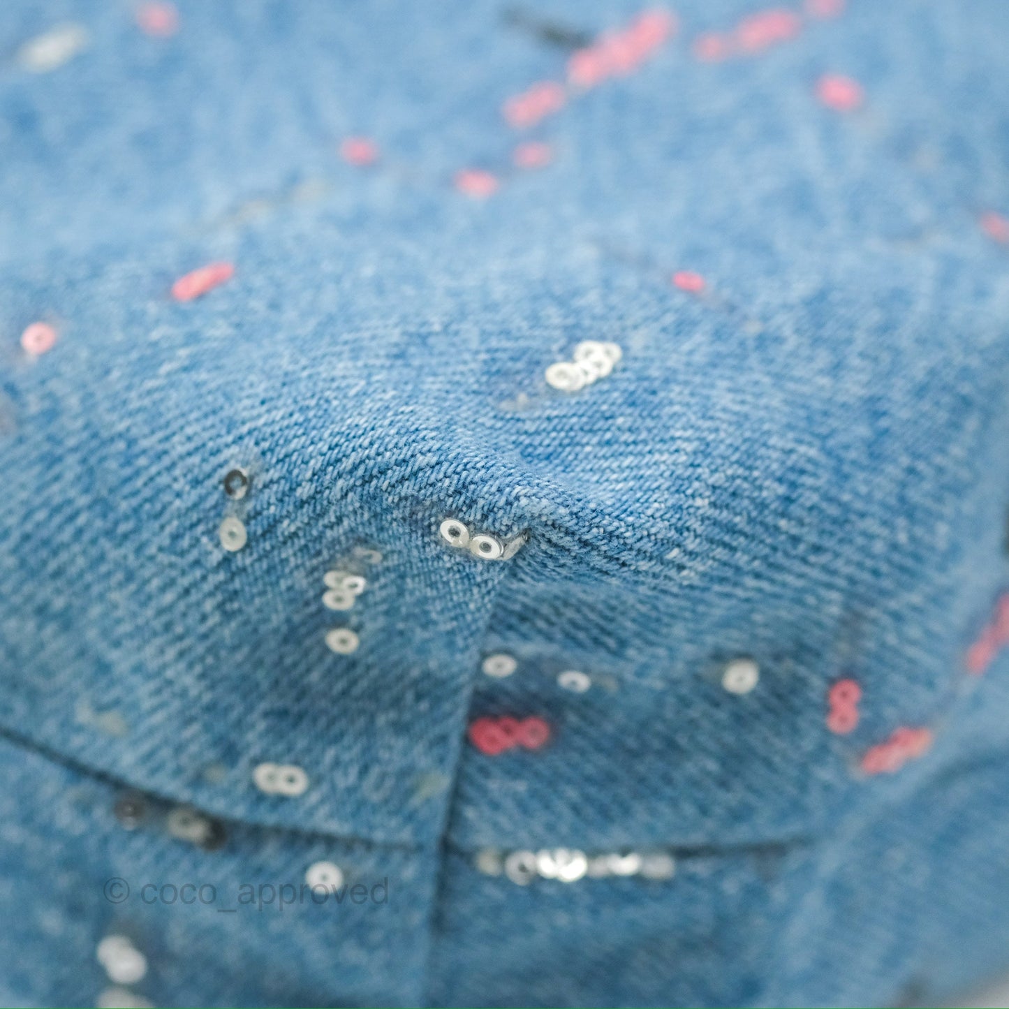 Chanel 22 Medium Denim Sequins Aged Silver Hardware