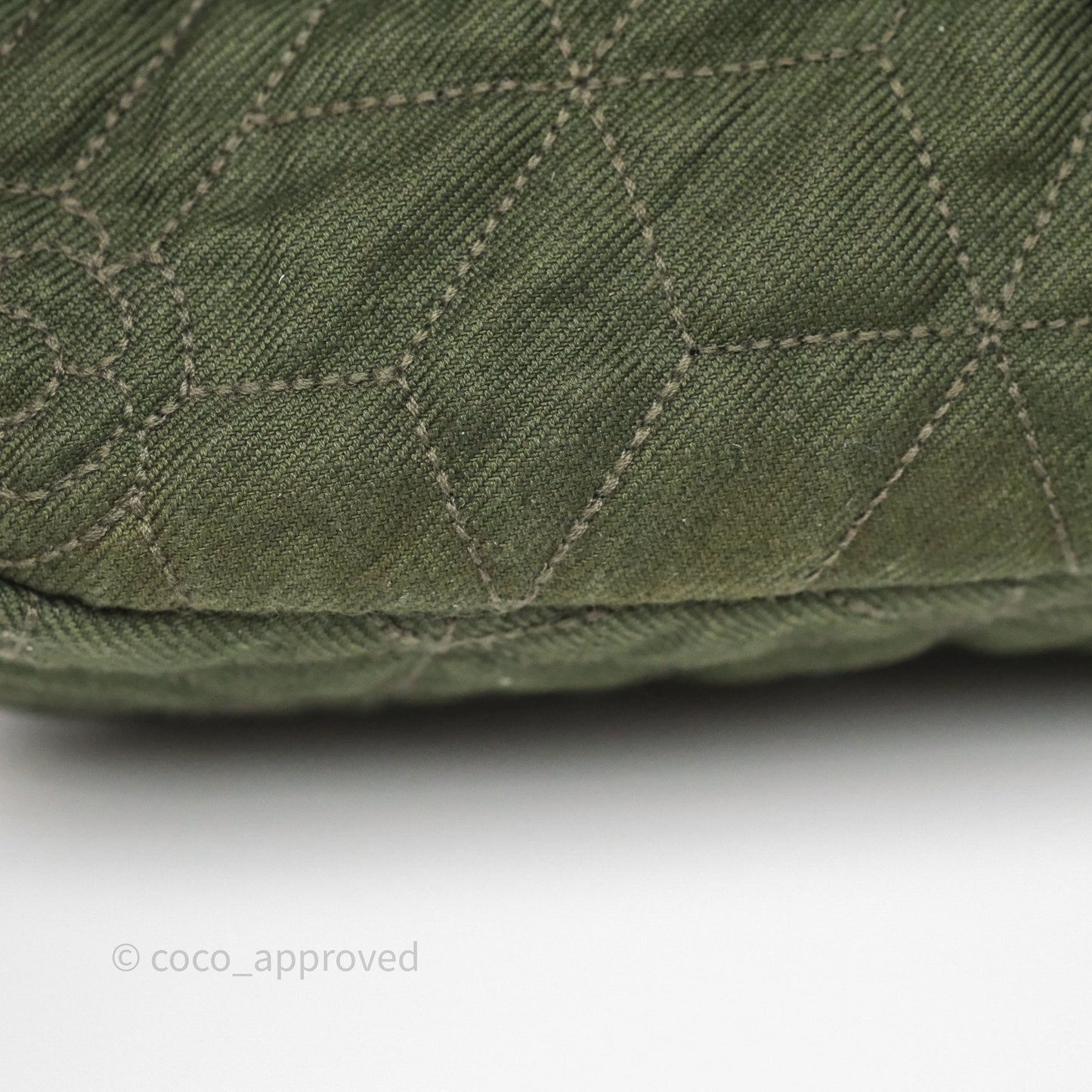 Chanel Camellia Flap Bag Army Green Denim Silver Hardware