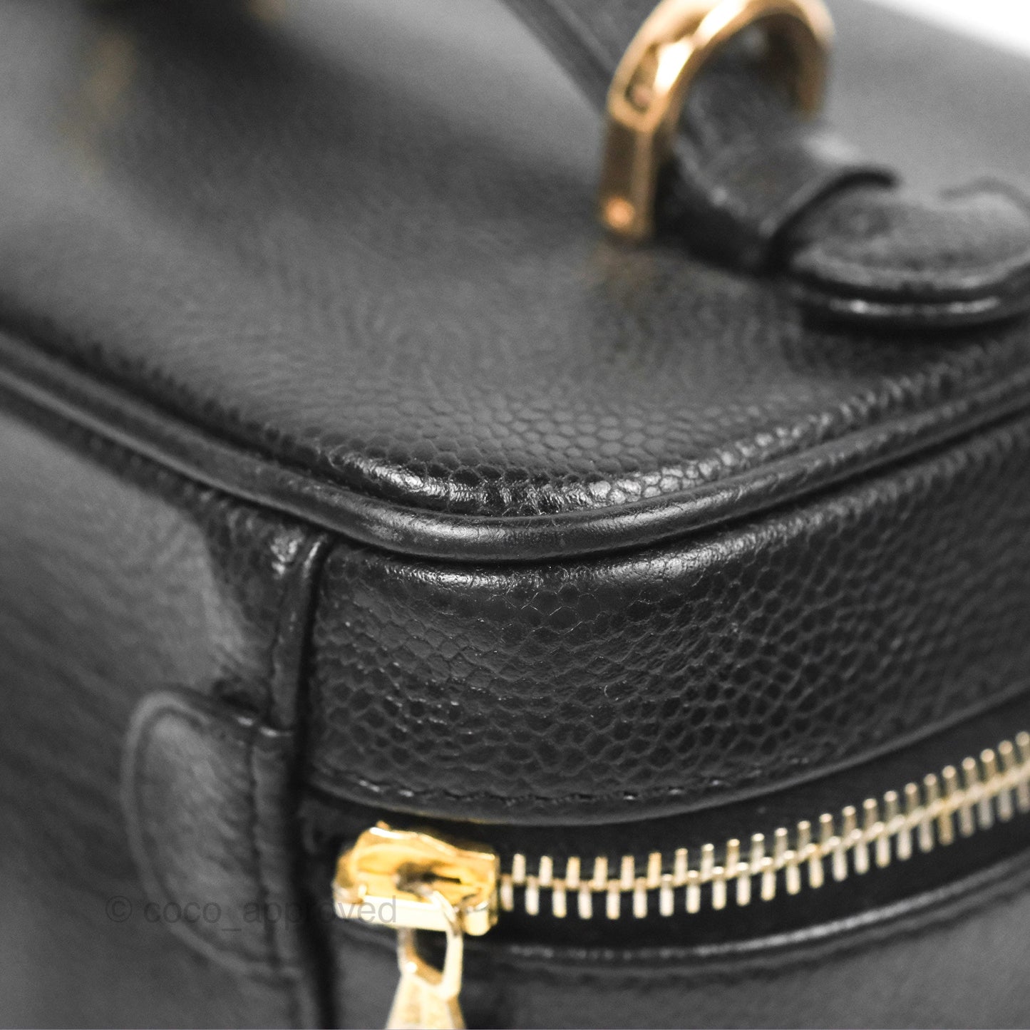 Chanel Vintage Vanity Case Black Caviar Gold Hardware