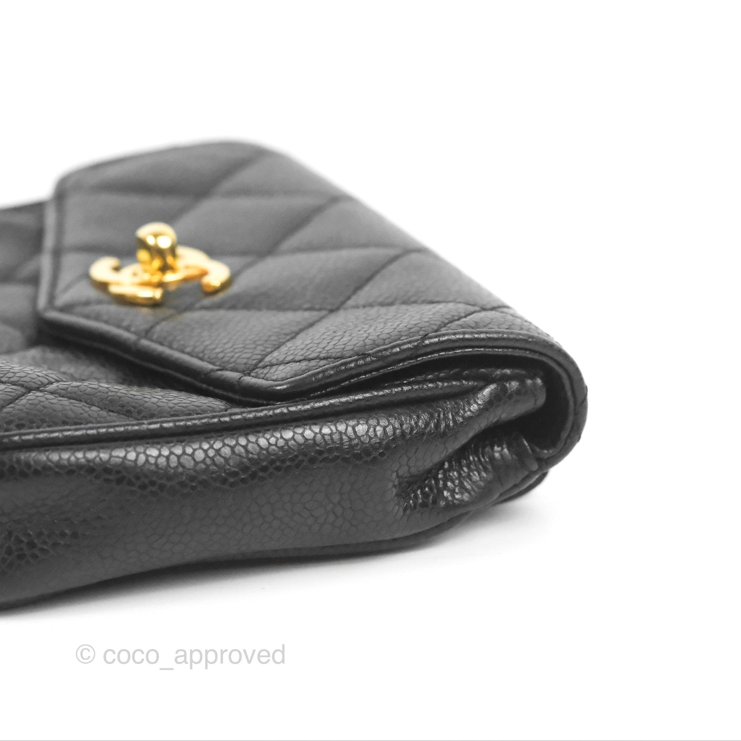 Chanel Vintage Belt Bag Quilted Black Caviar 24K Gold Hardware