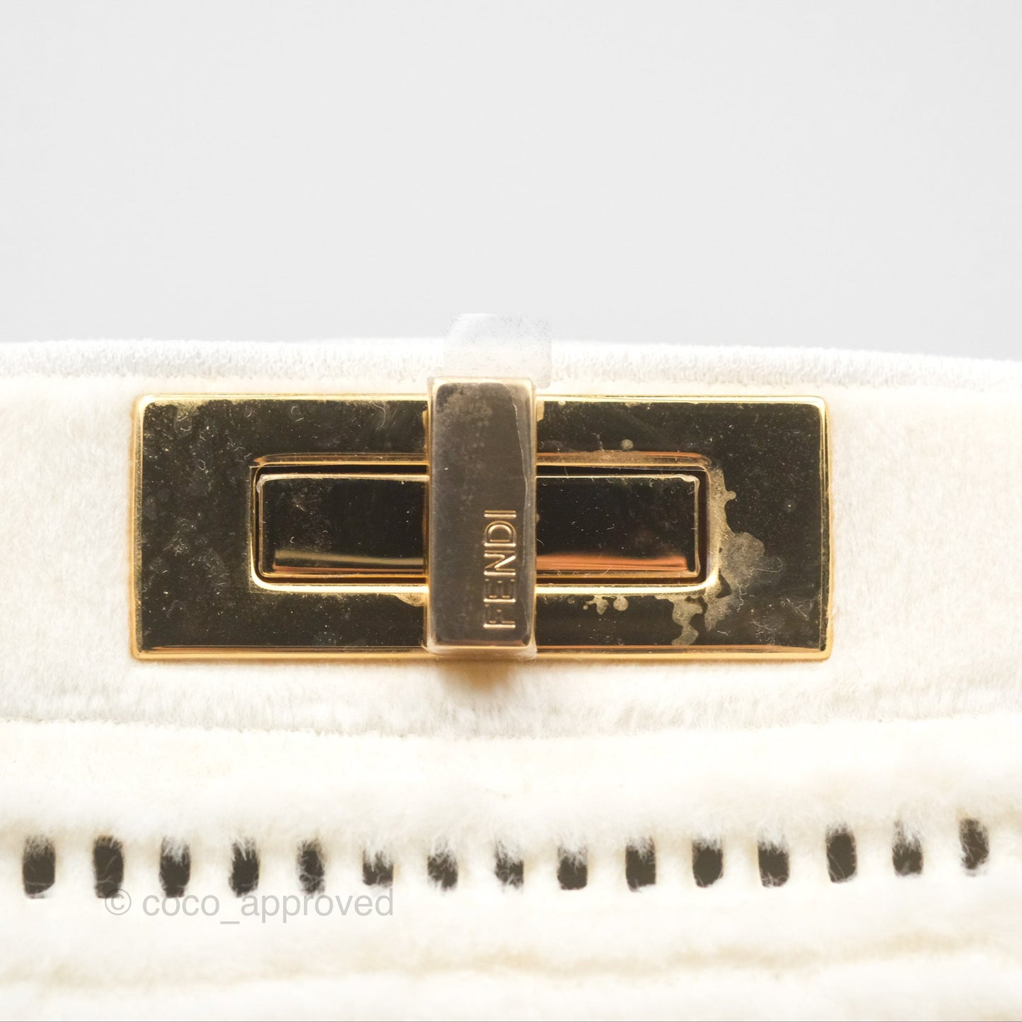 Fendi Peekaboo Medium Mink Fur White Gold Hardware