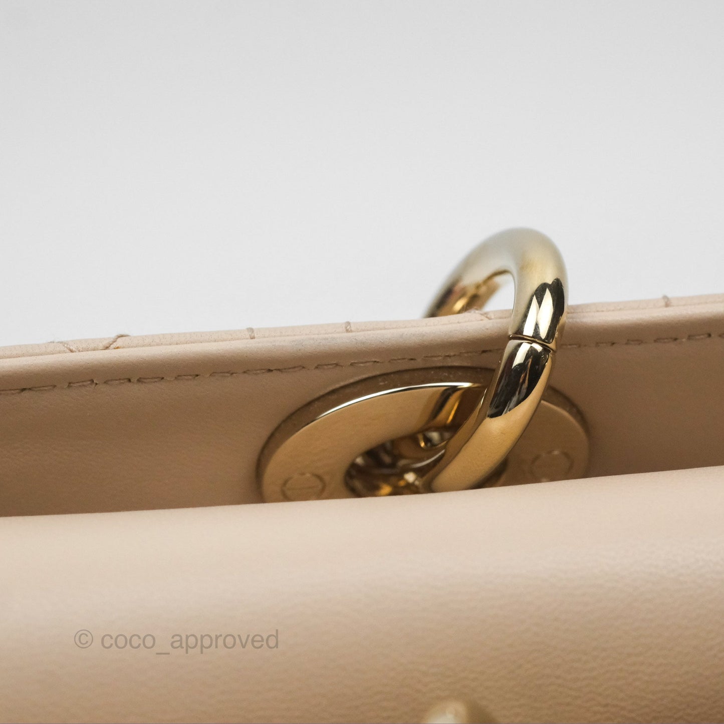 Christian Dior Medium Lady D-Joy Bag Beige Lambskin Cannage Gold Hardware