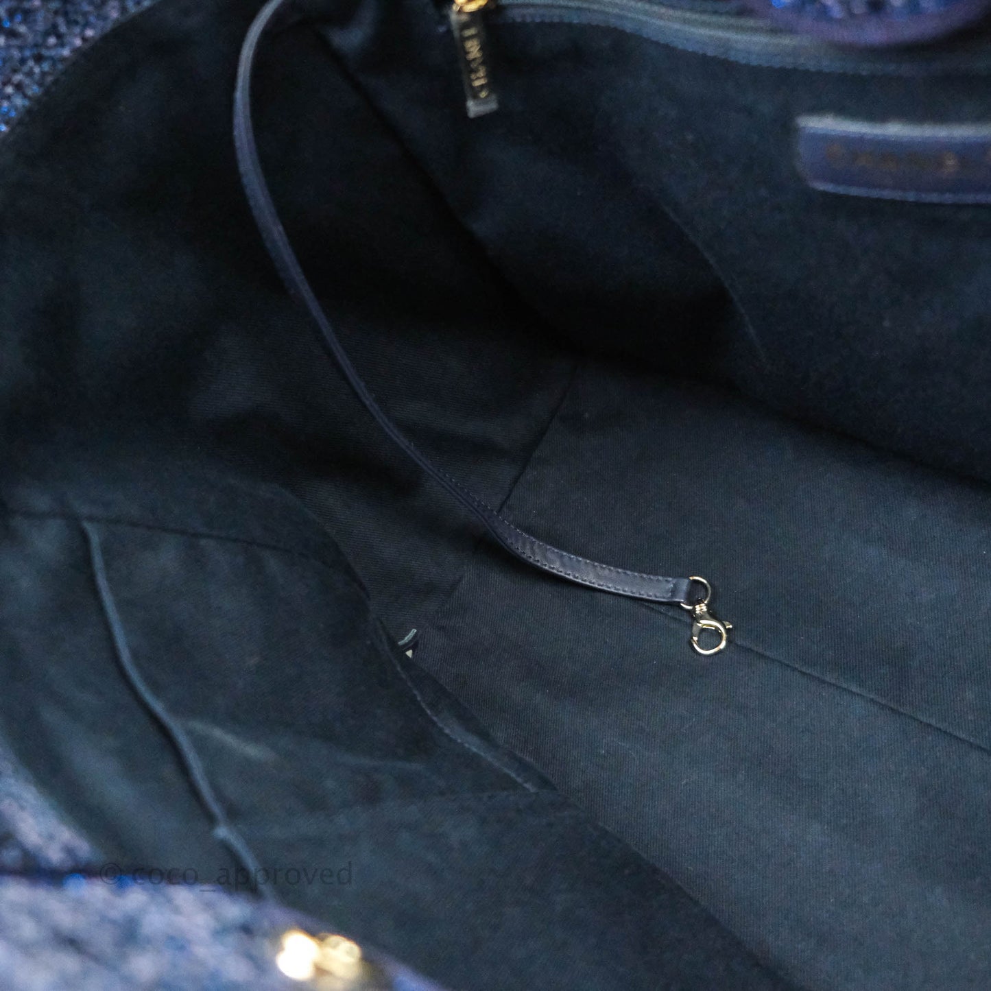 Chanel Large Deauville Navy Blue Canvas Gold Hardware