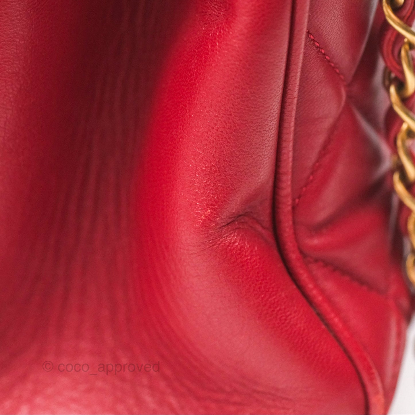 Chanel Tote Bag Red Lambskin Aged Gold Hardware