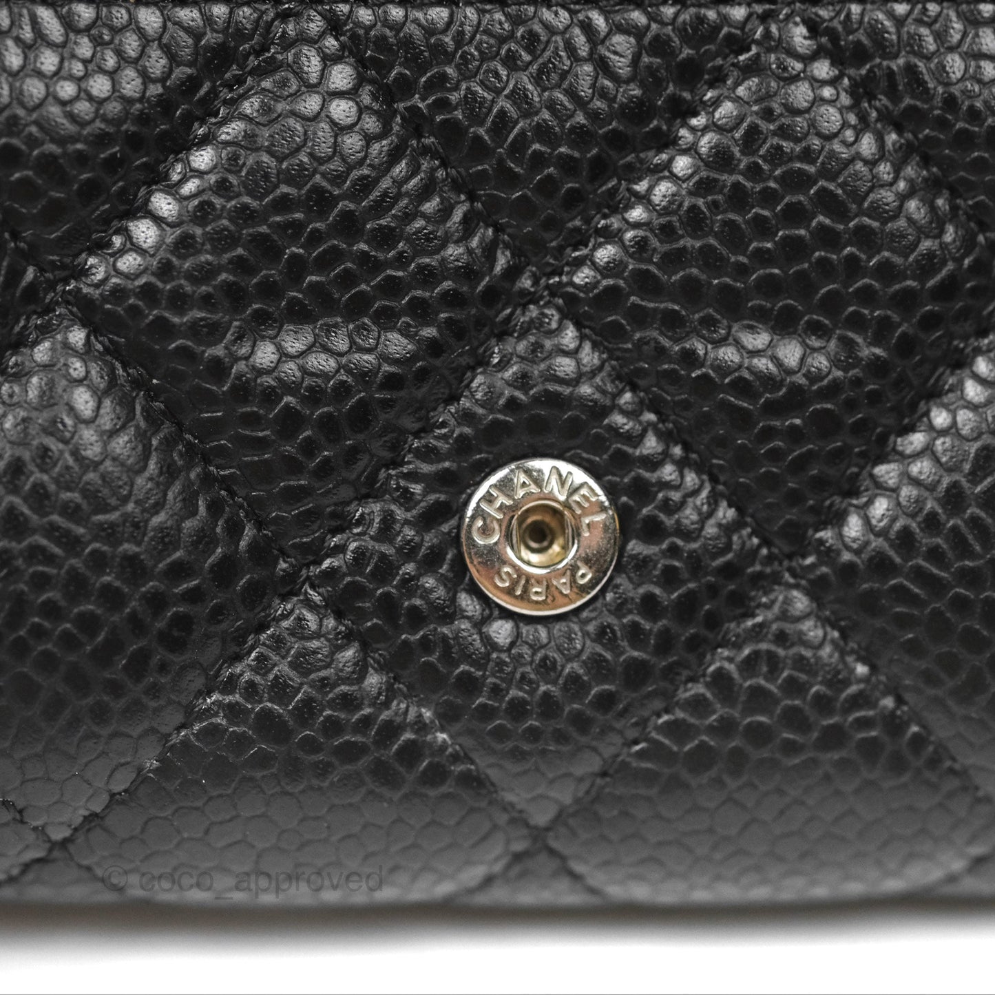 Chanel Quilted Flap Card Holder Black Caviar Silver Hardware