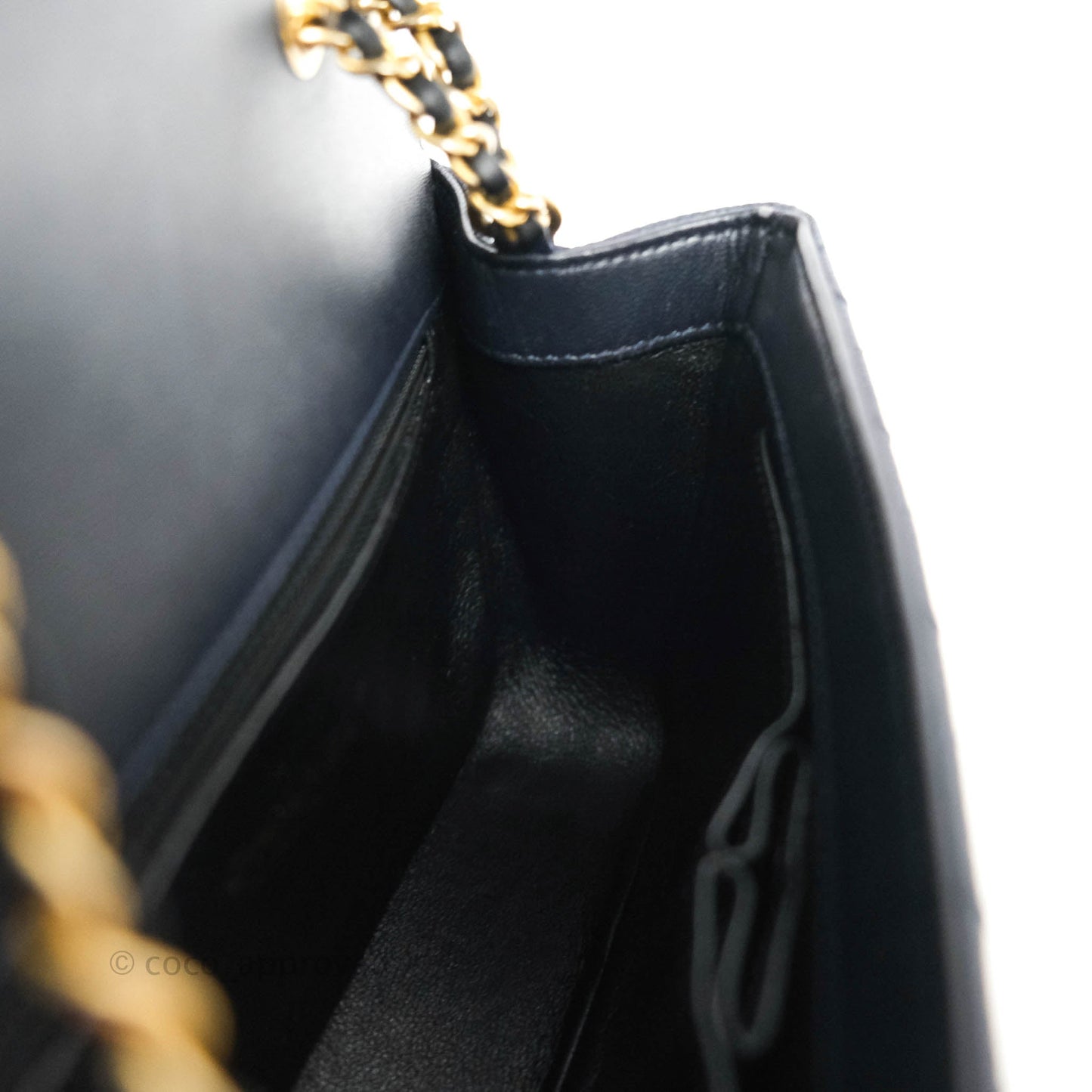 Chanel Quilted Small CC Filigree Flap Navy Caviar