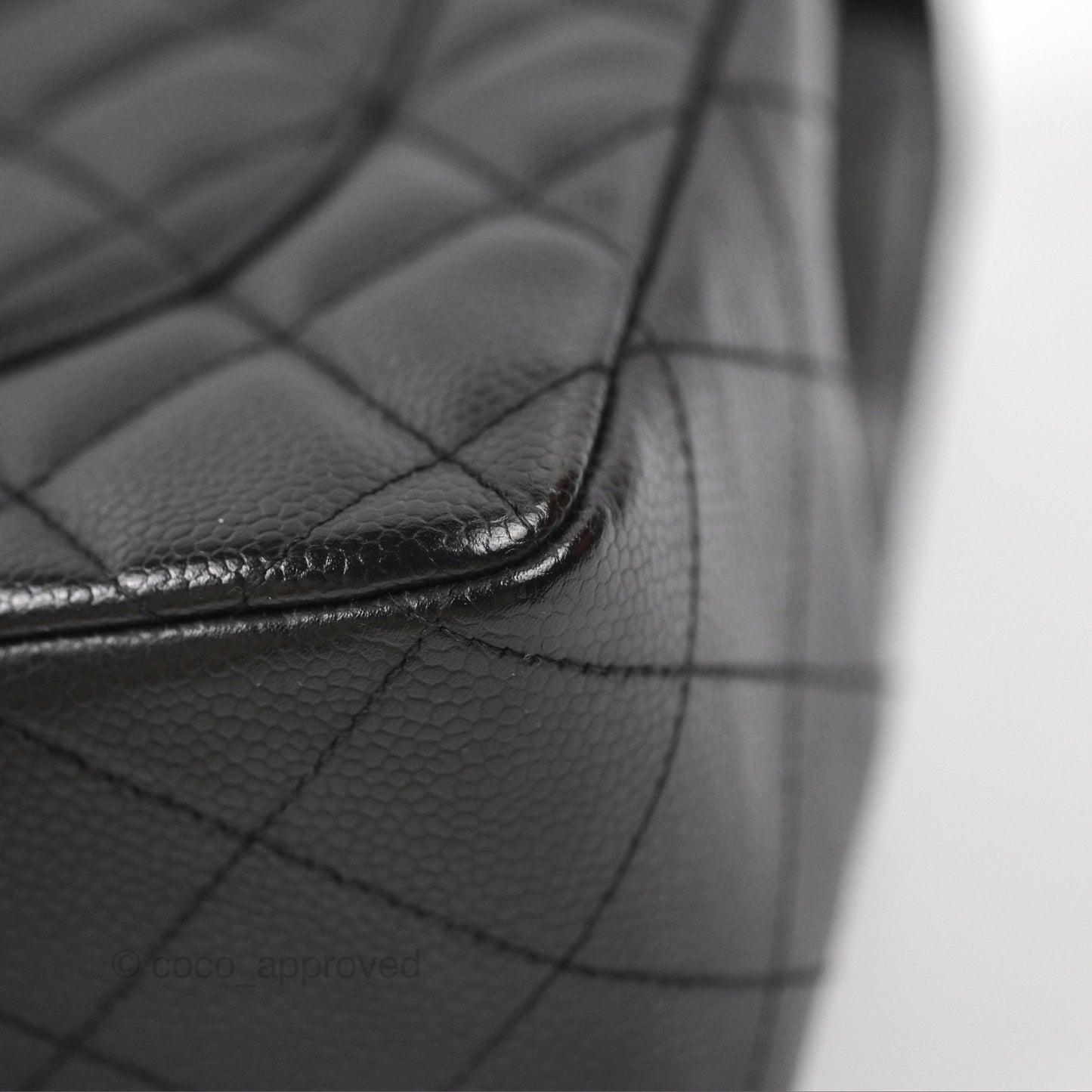 Chanel Jumbo Single Flap Quilted Black Caviar Silver Hardware