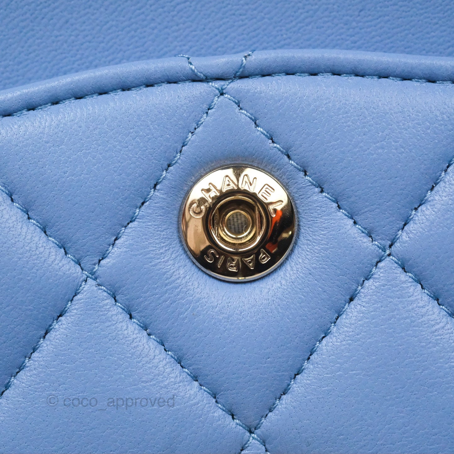Chanel Small Classic Quilted Flap Sky Blue Lambskin Gold Hardware