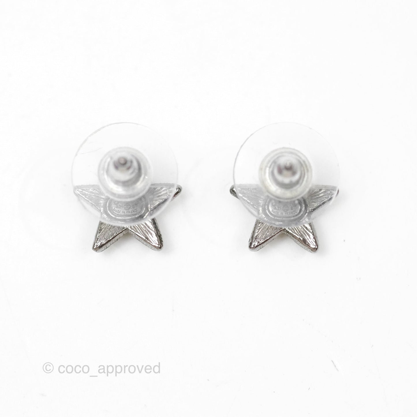 Chanel Gold CC Crystals Star Earrings Gun Metal 21S