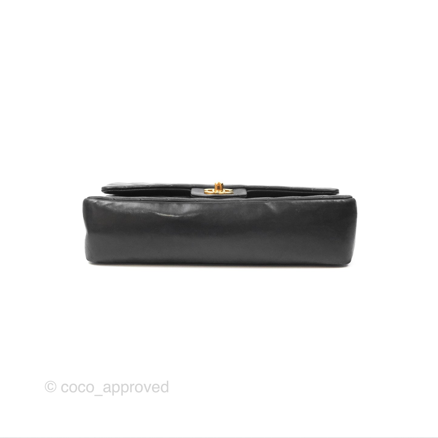Chanel Vintage Medium Classic Flap Chevron Black Lambskin 24K Gold Hardware