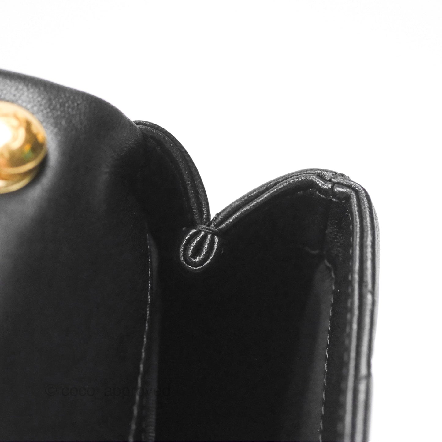 Chanel Mini Top Handle Flap Black Lambskin Aged Gold Hardware 23C