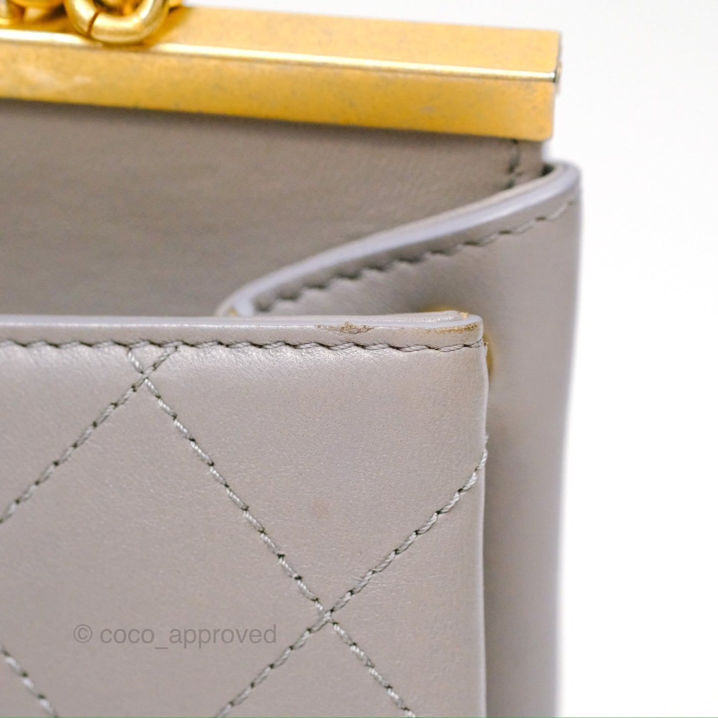 Chanel Small Quilted Coco Luxe Flap Bag Grey Calfskin Aged Gold Hardware