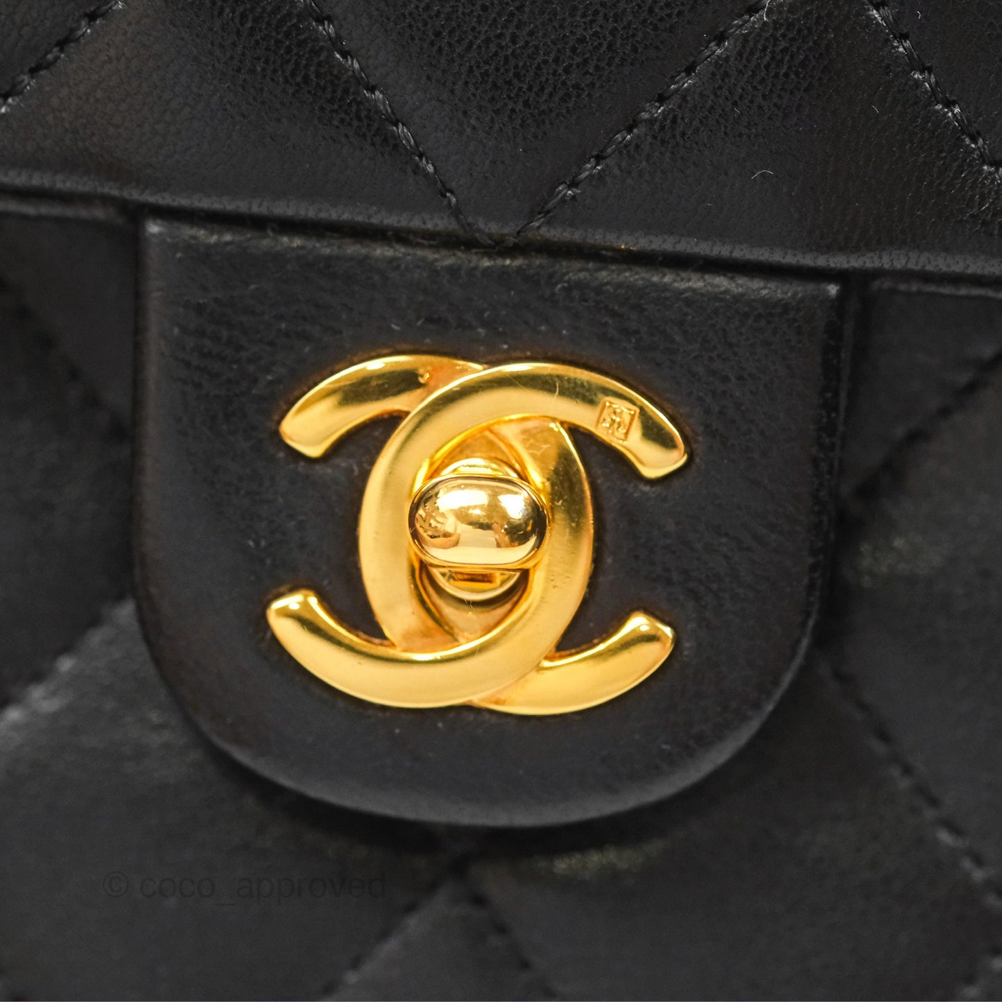 Chanel Vintage Square Flap Bag Black Lambskin 24K Gold Hardware