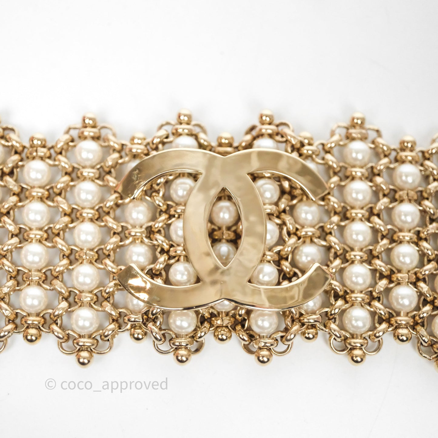 Chanel CC Pearl Bracelet Gold Tone 20C