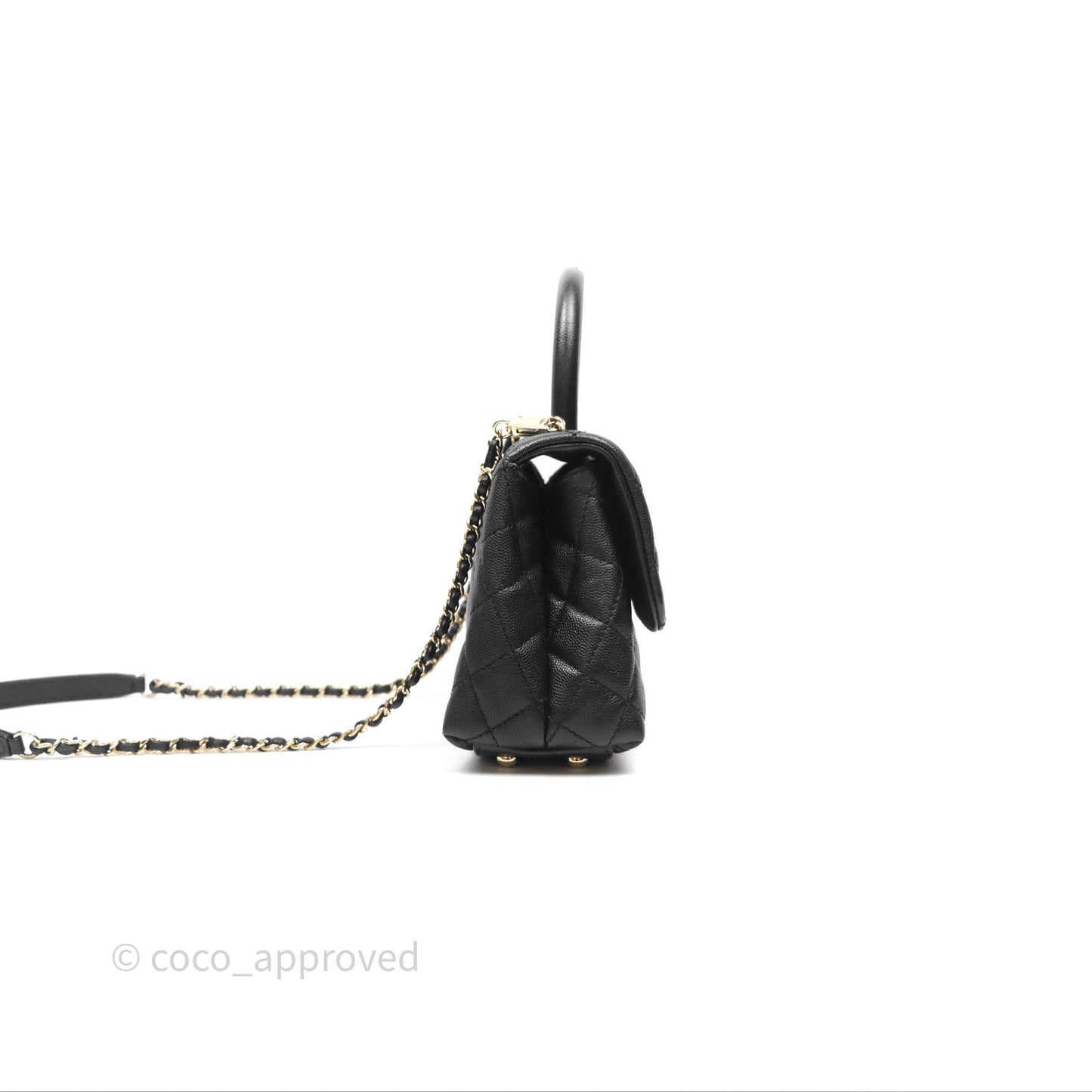 Chanel Small Coco Handle Quilted Black Caviar Gold Hardware