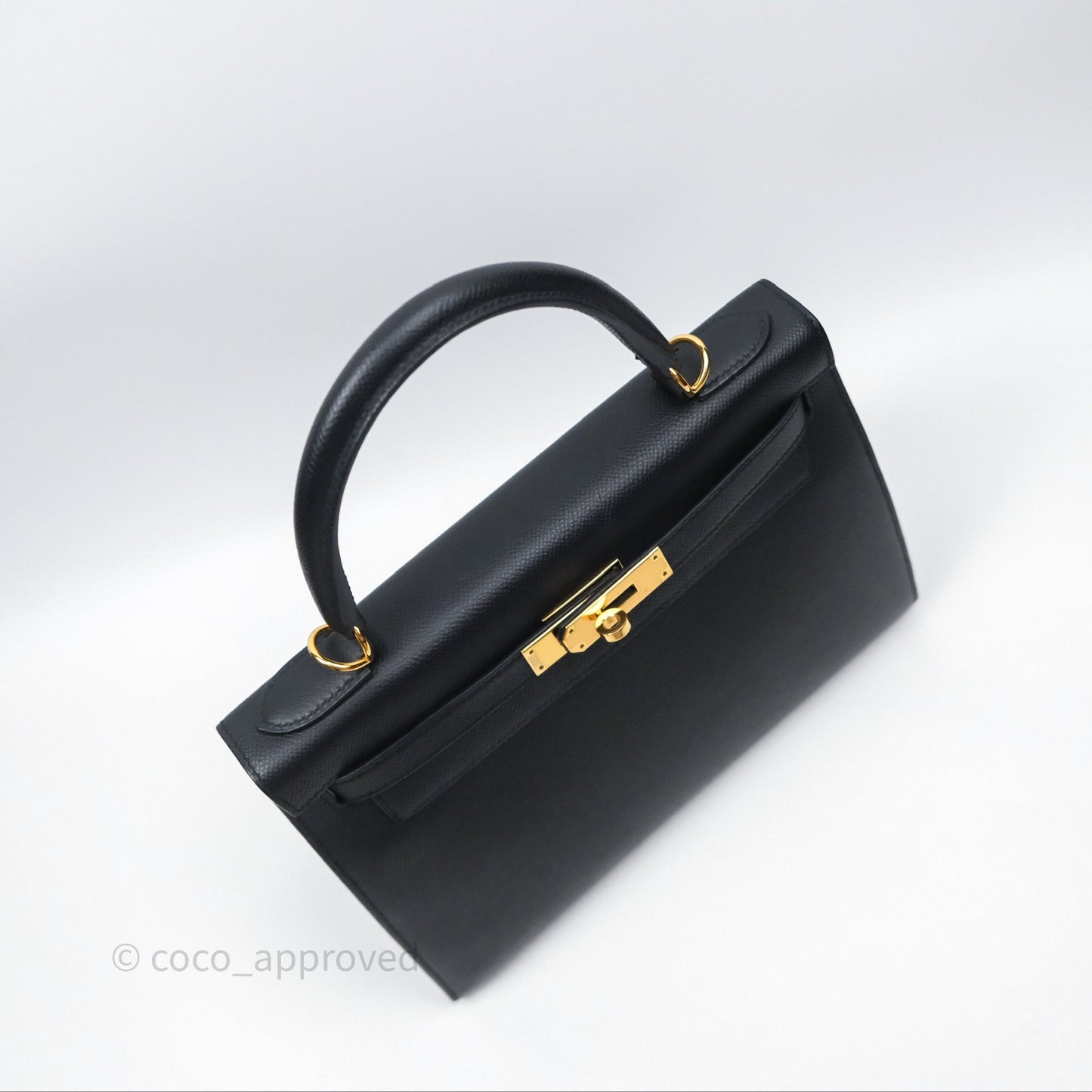 Hermès Kelly 28 Sellier Noir Black 89 Epsom Gold Hardware
