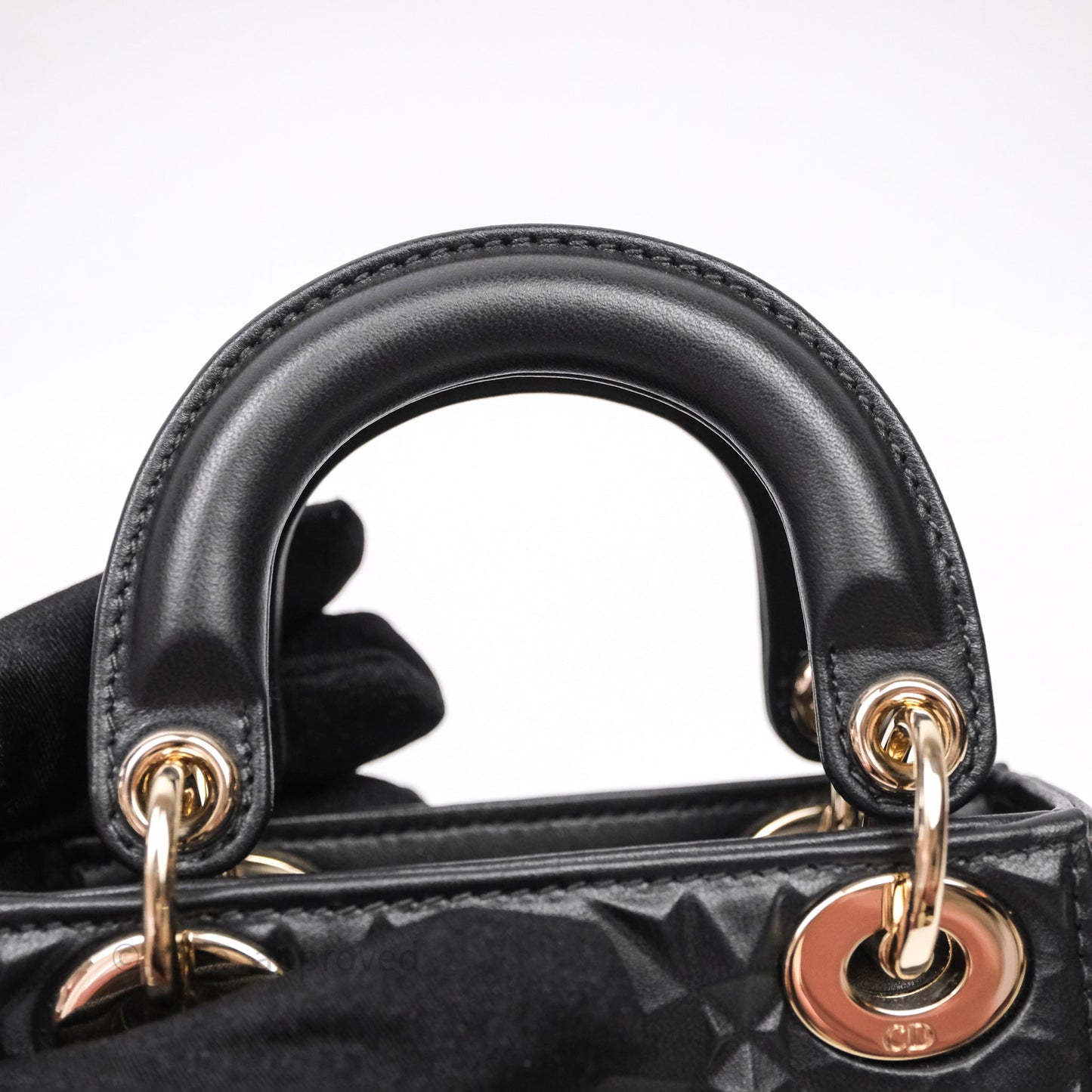 Dior Mirco Lady Dior Black Cannage Calfskin with Diamond Motif Gold Hardware