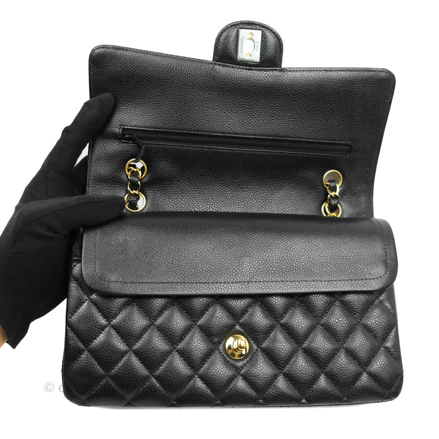 Chanel Classic Double Flap M/L Black Caviar Gold Hardware