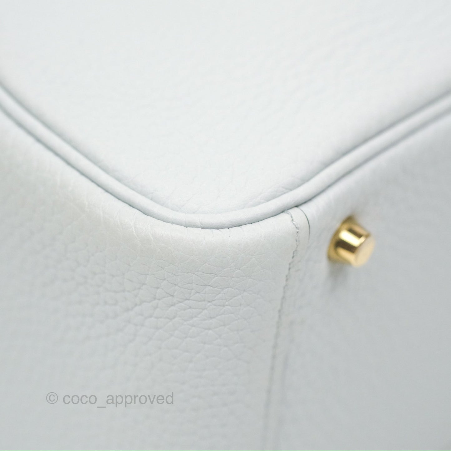 Hermès Mini Lindy 20 Bleu Pale Clemence Gold Hardware