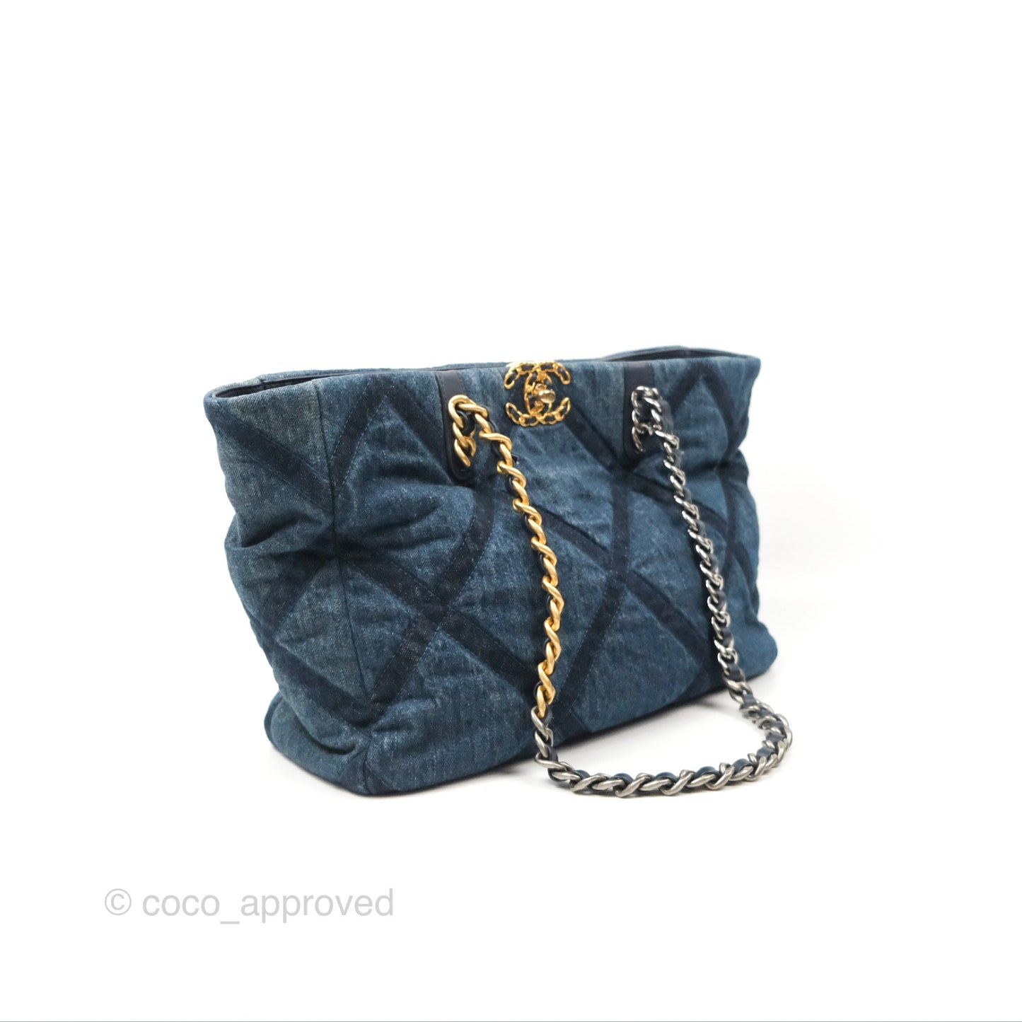 Chanel 19 Tote Quilted Denim Mixed Hardware 23C