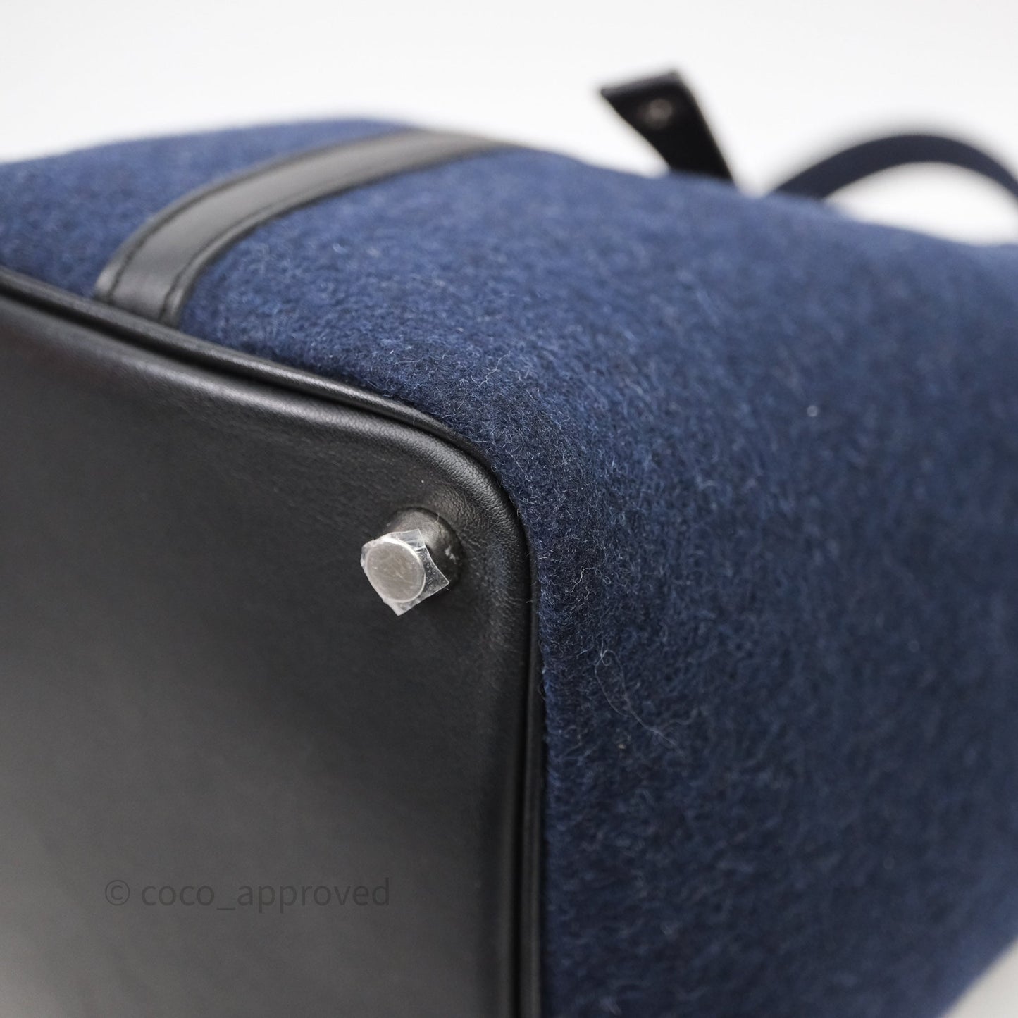 Hermès Picotin 18 Bleu Nuit 2Z / Swift Noir 89 Wool Feutre Swift Palladium Hardware