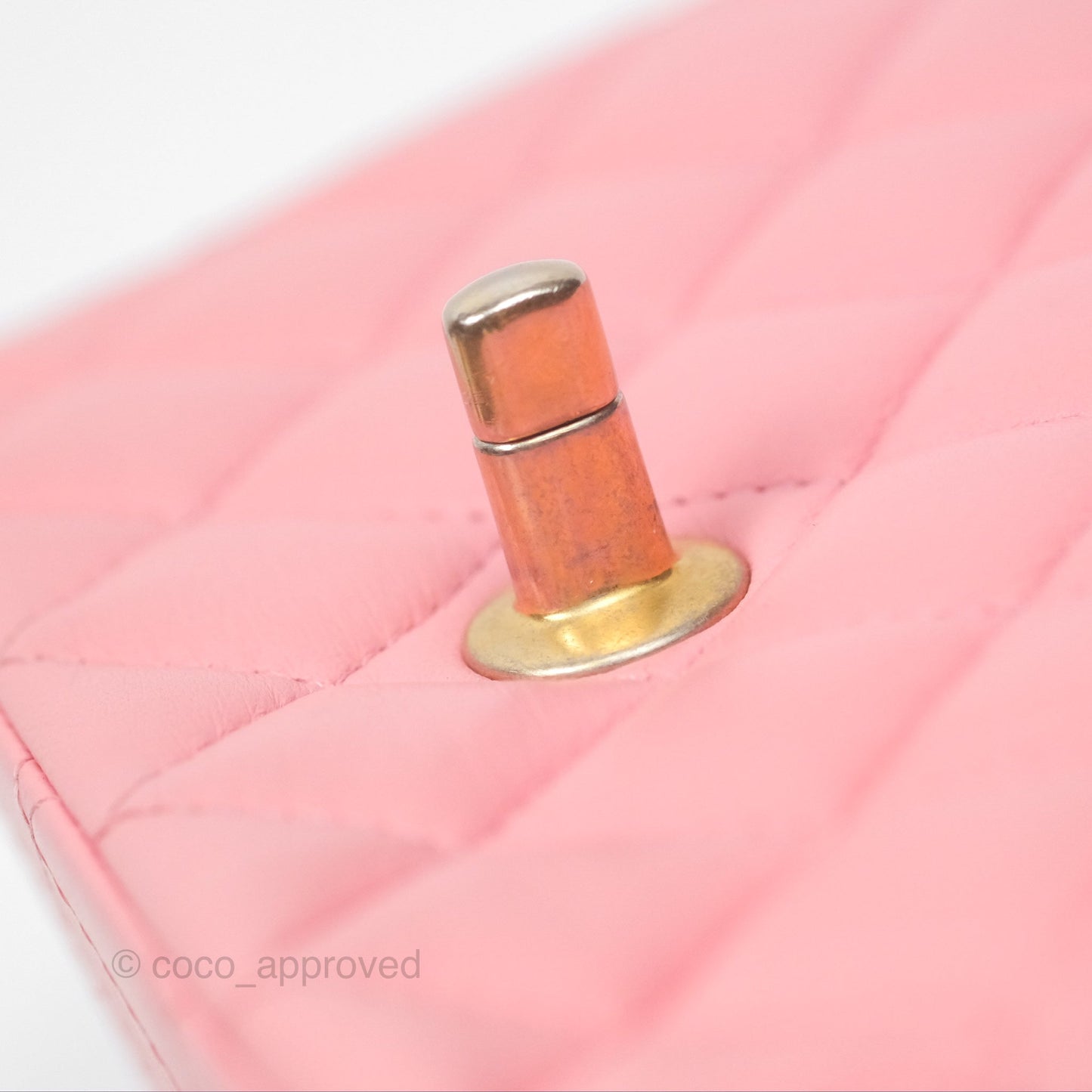 Chanel Mini Square Pink Lambskin Aged Gold Hardware