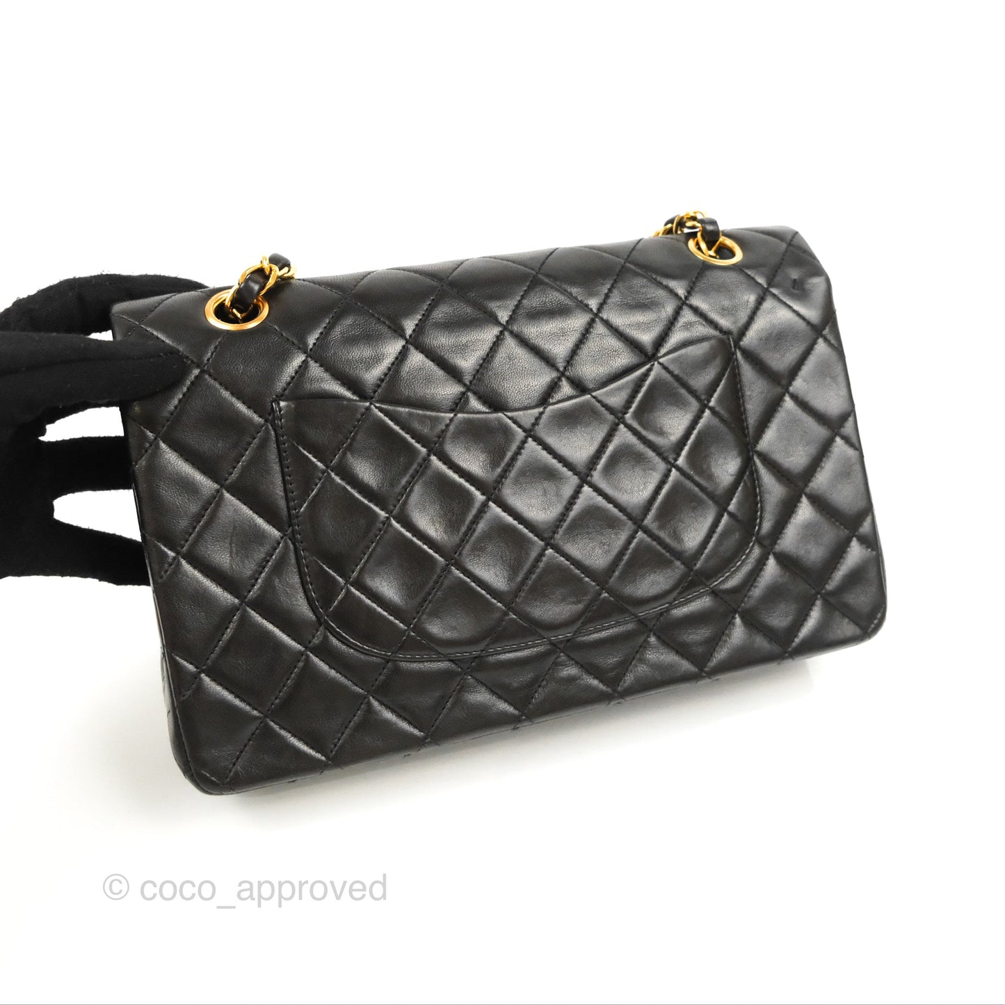 Chanel Vintage Medium Classic Flap Black Lambskin 24K Gold Hardware