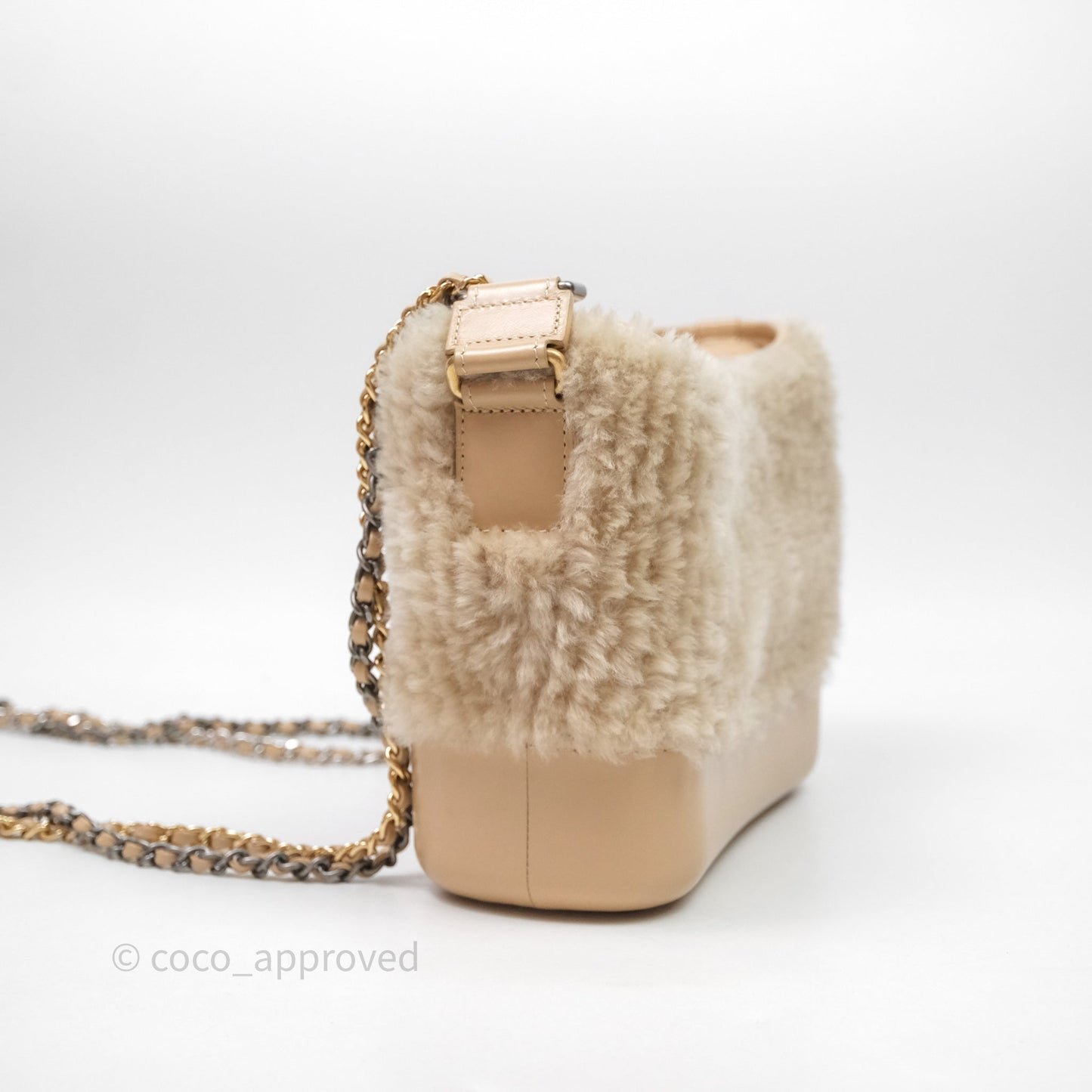 Chanel Small Gabrielle Hobo Shearling Beige Mixed Hardware