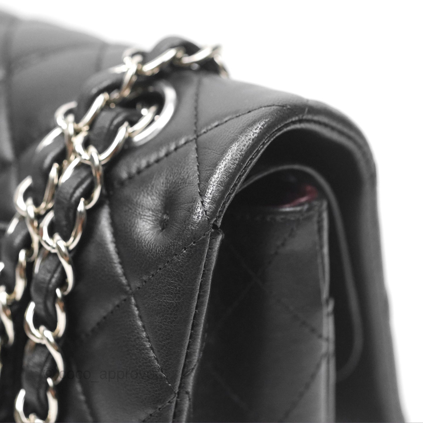 Chanel Classic M/L Medium Flap Quilted Black Lambskin Silver Hardware