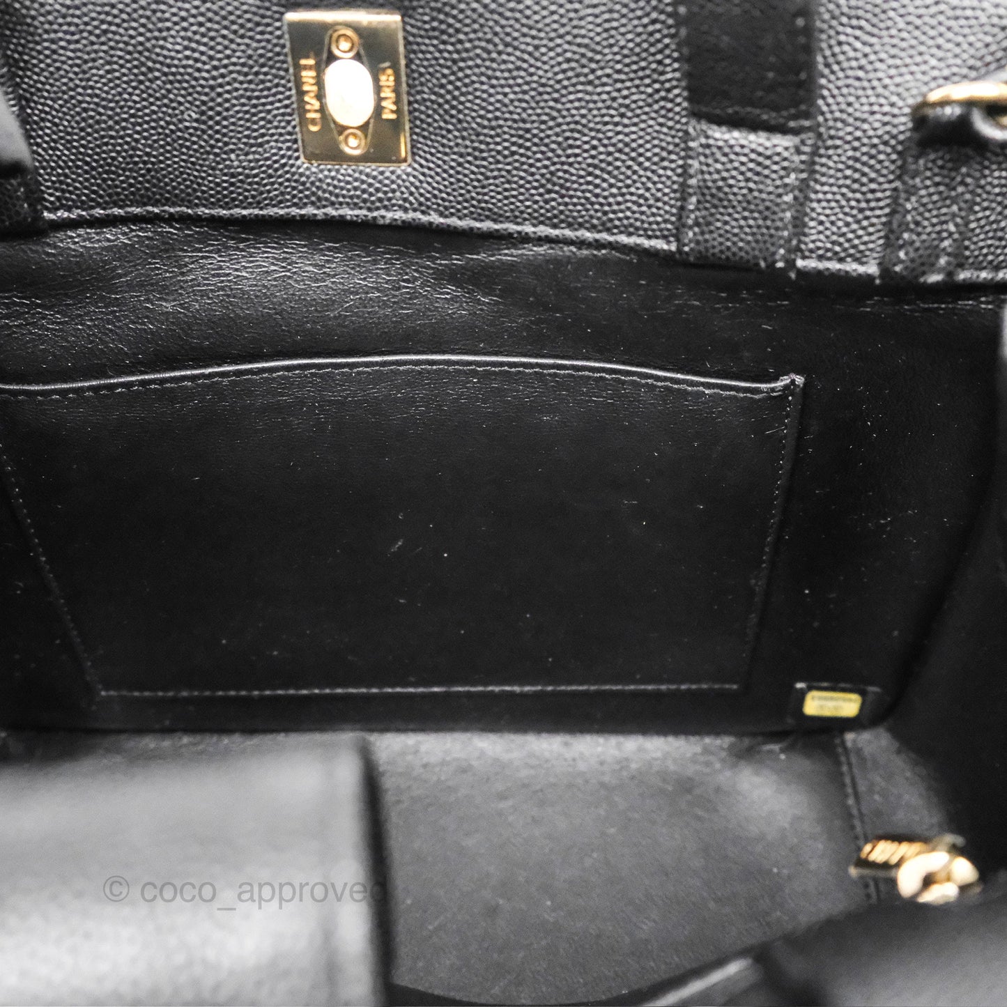 Chanel Small Business Affinity Shopping Bag Black Caviar Gold Hardware
