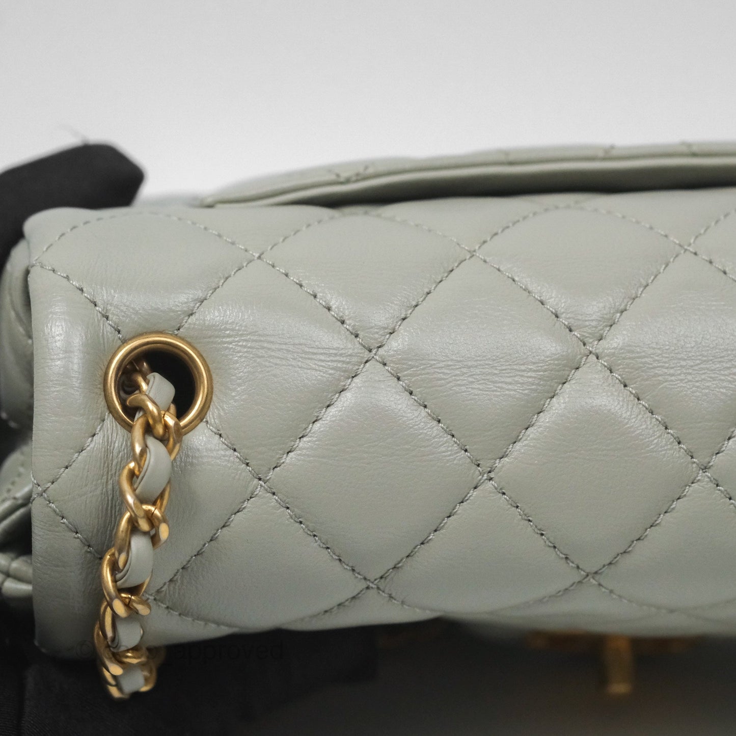 Chanel Mini Rectangular Pearl Crush Grey Lambskin Aged Gold Hardware