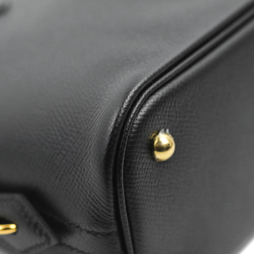 Hermès Bolide 1923 25 Black Epsom Gold Hardware
