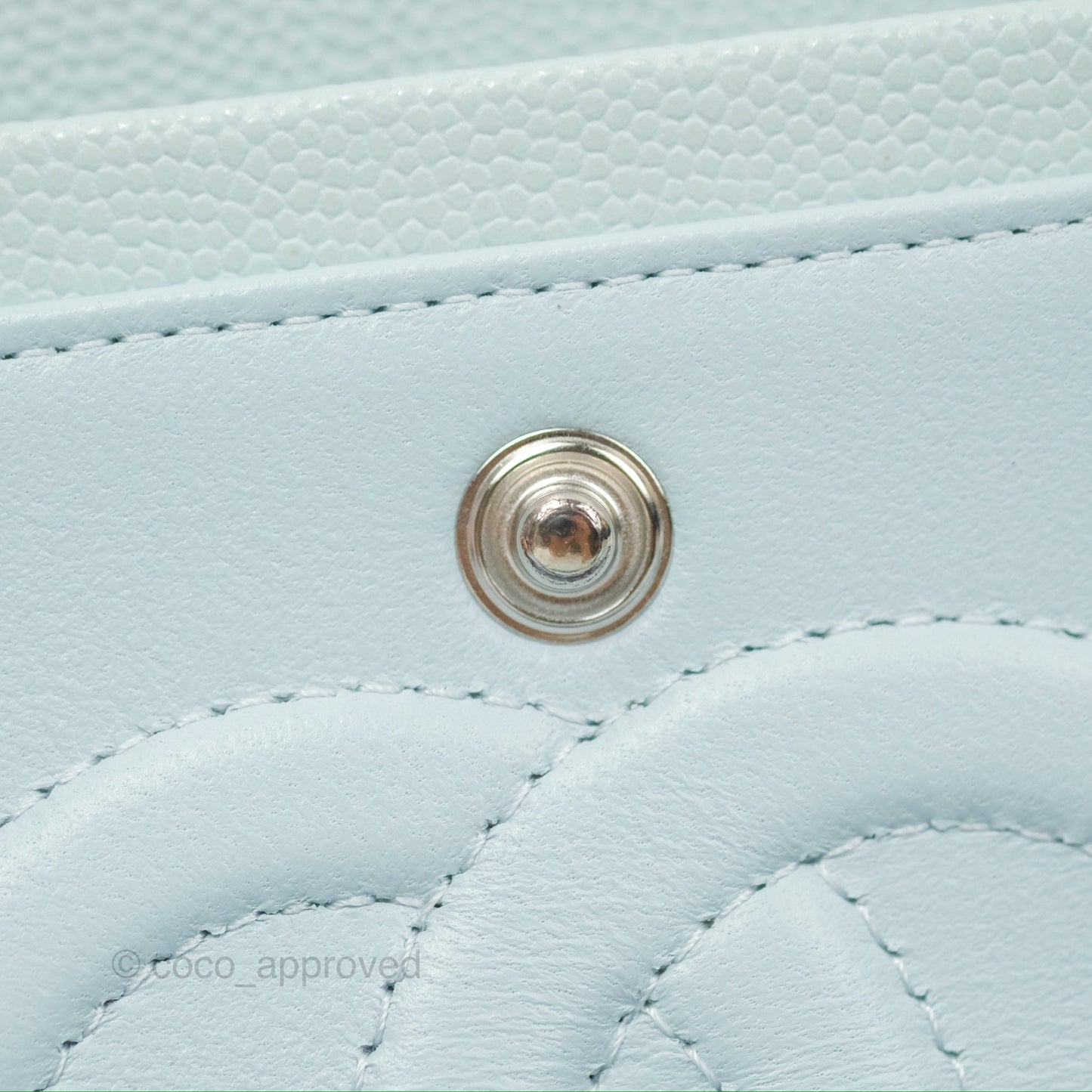 Chanel Medium Classic Flap Quilted Pale Blue Caviar Silver Hardware