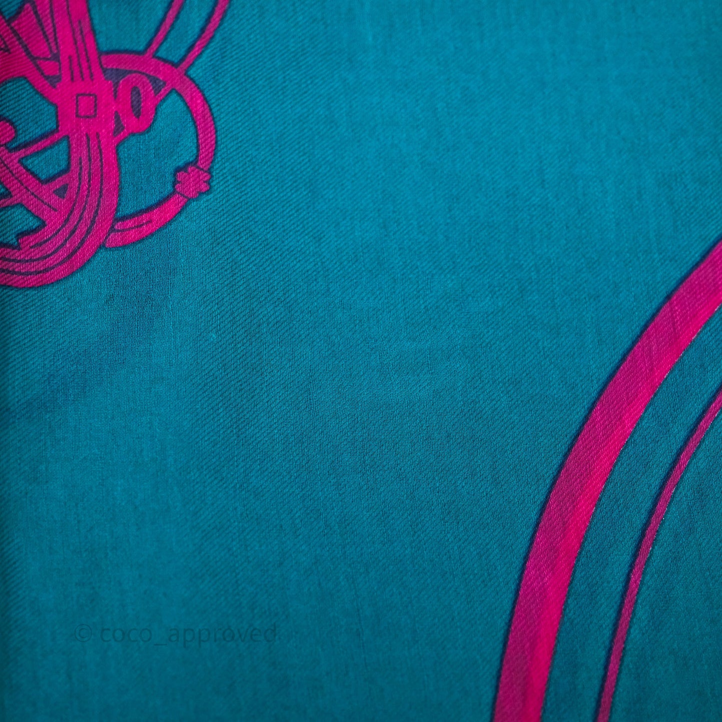 Hermes Turquoise Cotton Scarf Teal/ Cerise 60x180cm
