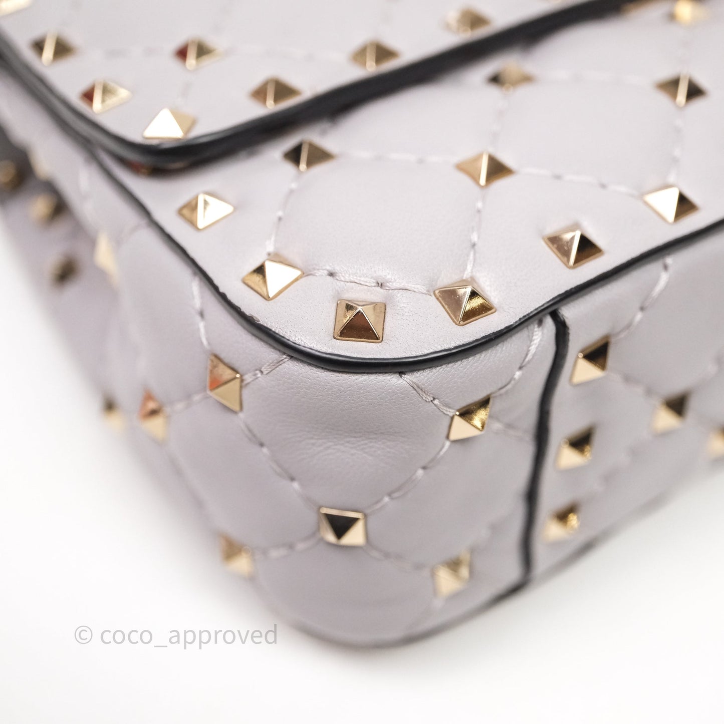 Valentino Small Nappa Rockstud Spike Bag Grey Gold Hardware
