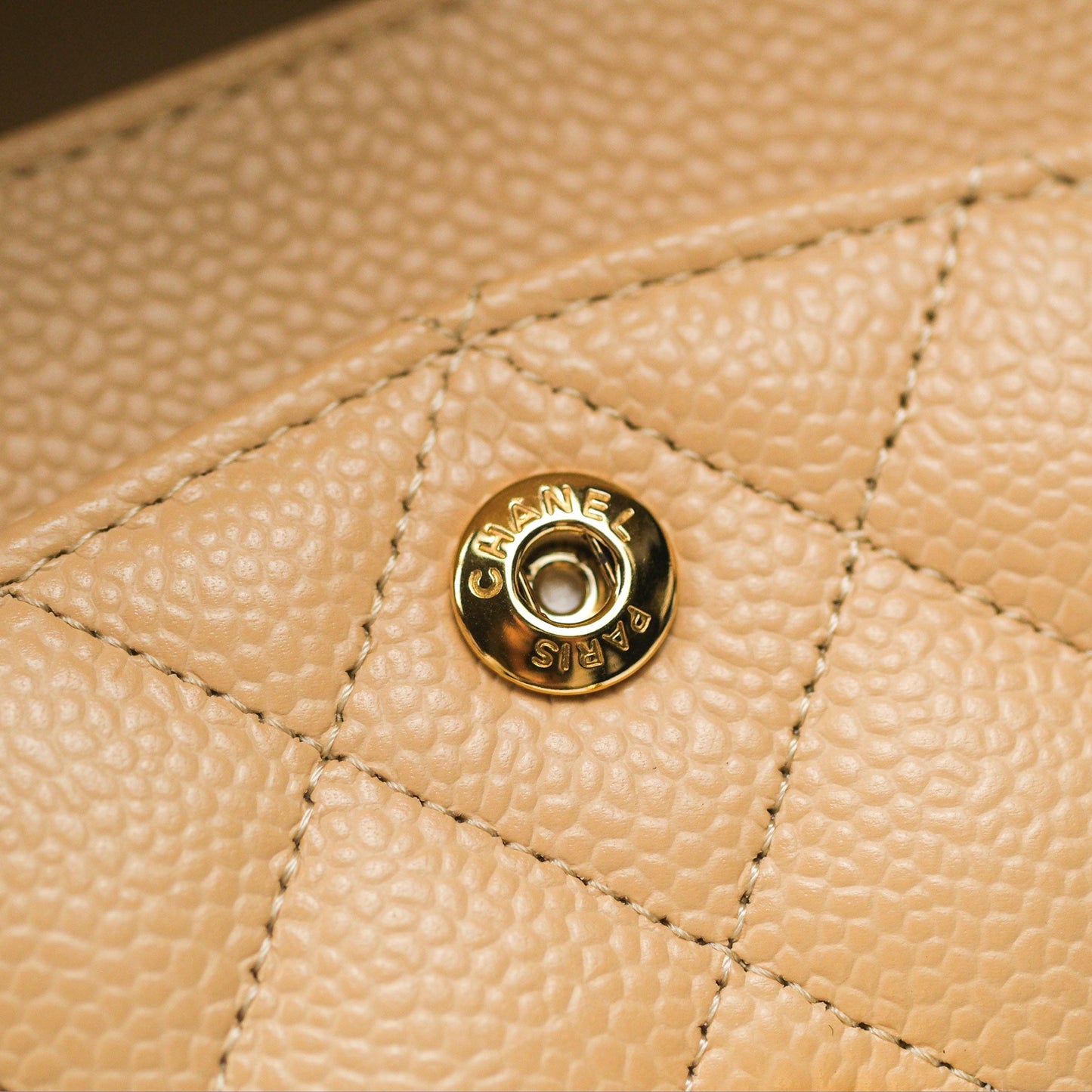 Chanel Small Quilted Classic Flap Beige Caviar Gold Hardware