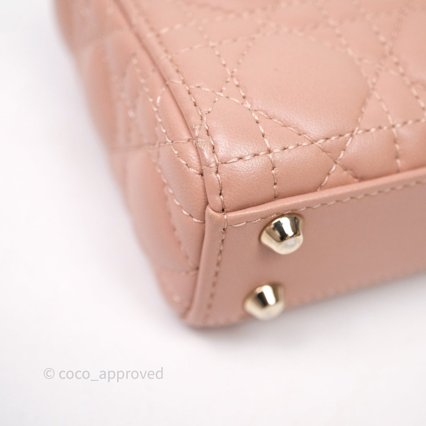 Christian Dior Micro Lady Dior Pink Beige Cannage Calfskin Gold Hardware