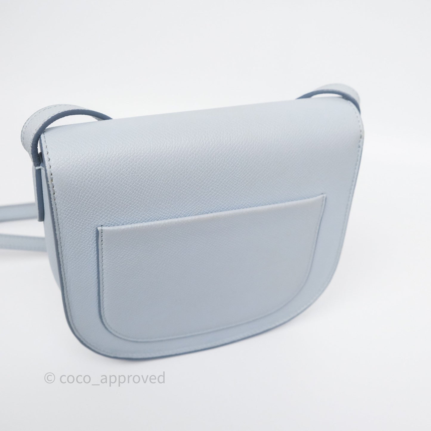 Celine Small Trotteur Crossbody Bag Light Blue Grained Calfskin