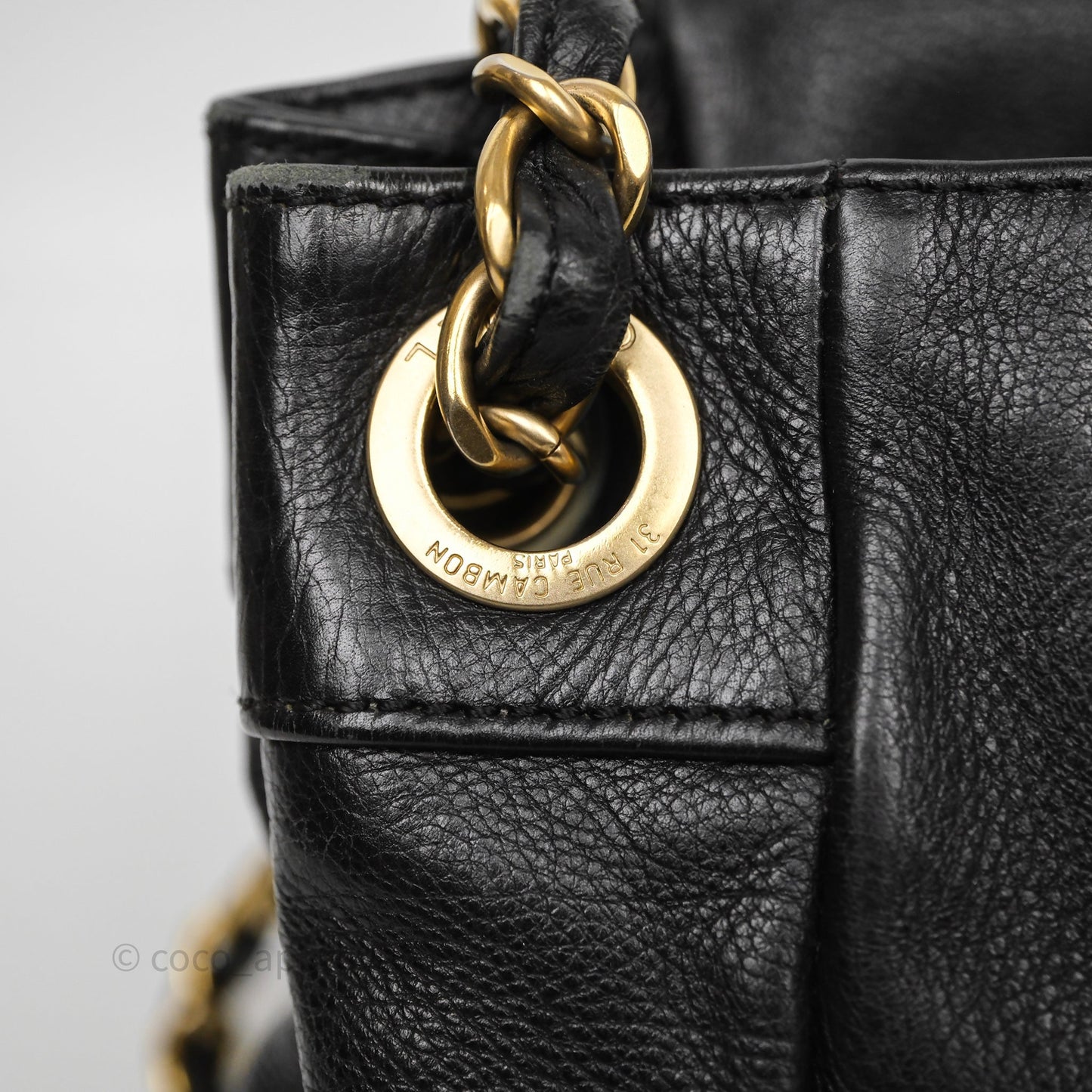 Chanel Mosaic Studs Accordion Flap Bag Black Calfskin Aged Gold Hardware