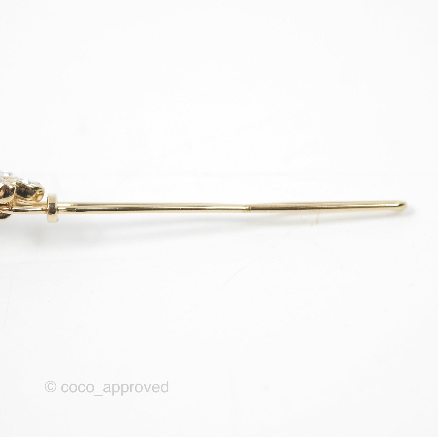 Chanel Leafy CC Crystal Hair Clip Barrette Gold Tone 23S