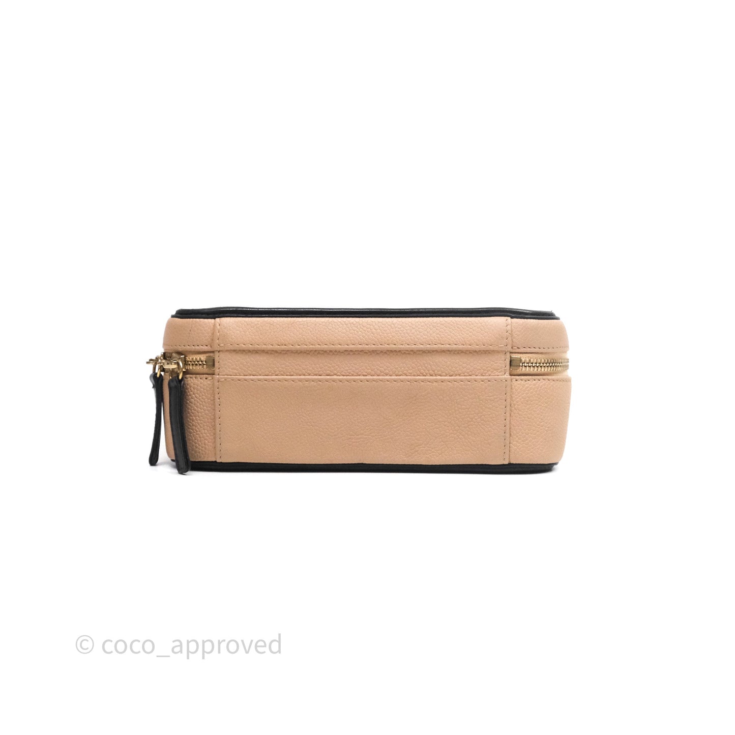 Chanel Medium CC Filigree Vanity Case Quilted Beige Black Caviar