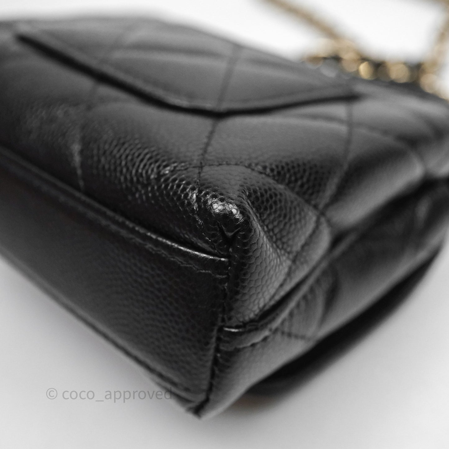 Chanel Nano Coco Handle Clutch Quilted Black Caviar Gold Hardware