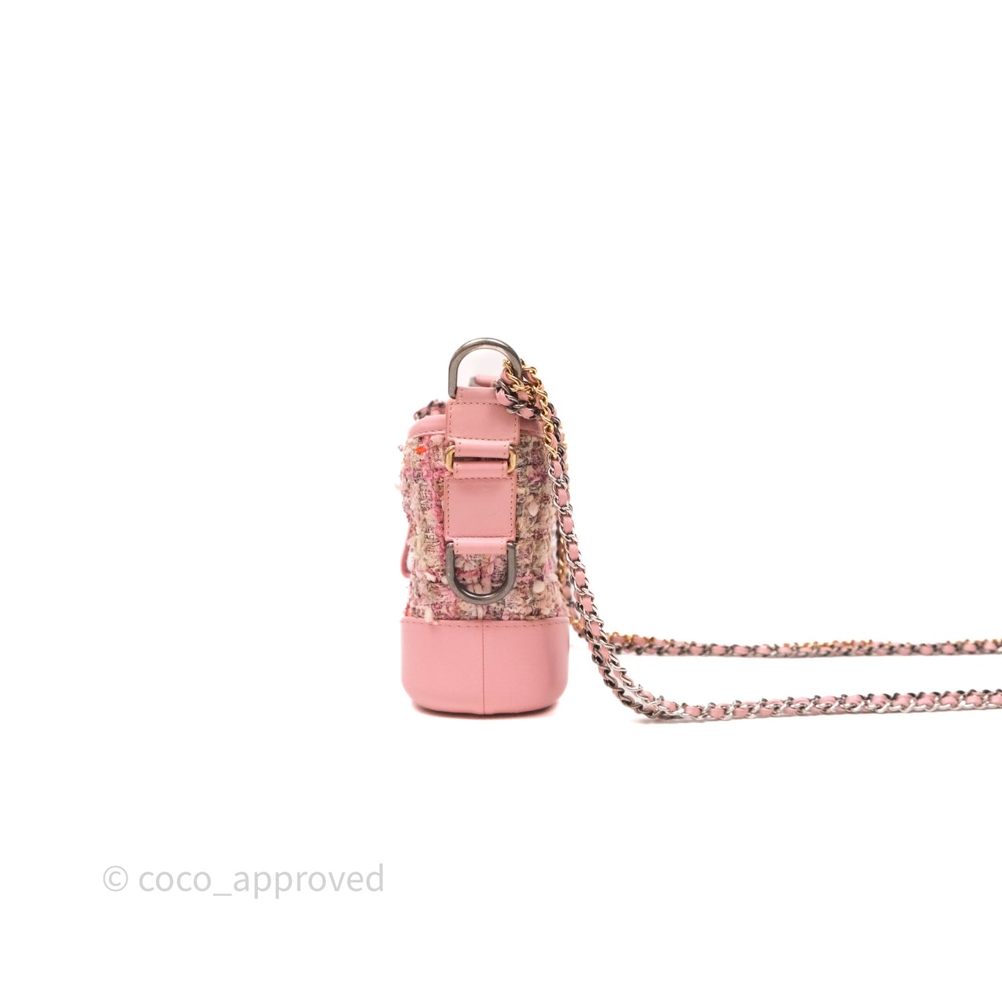 Chanel Small Gabrielle Hobo Quilted Pink Tweed Aged Calfskin