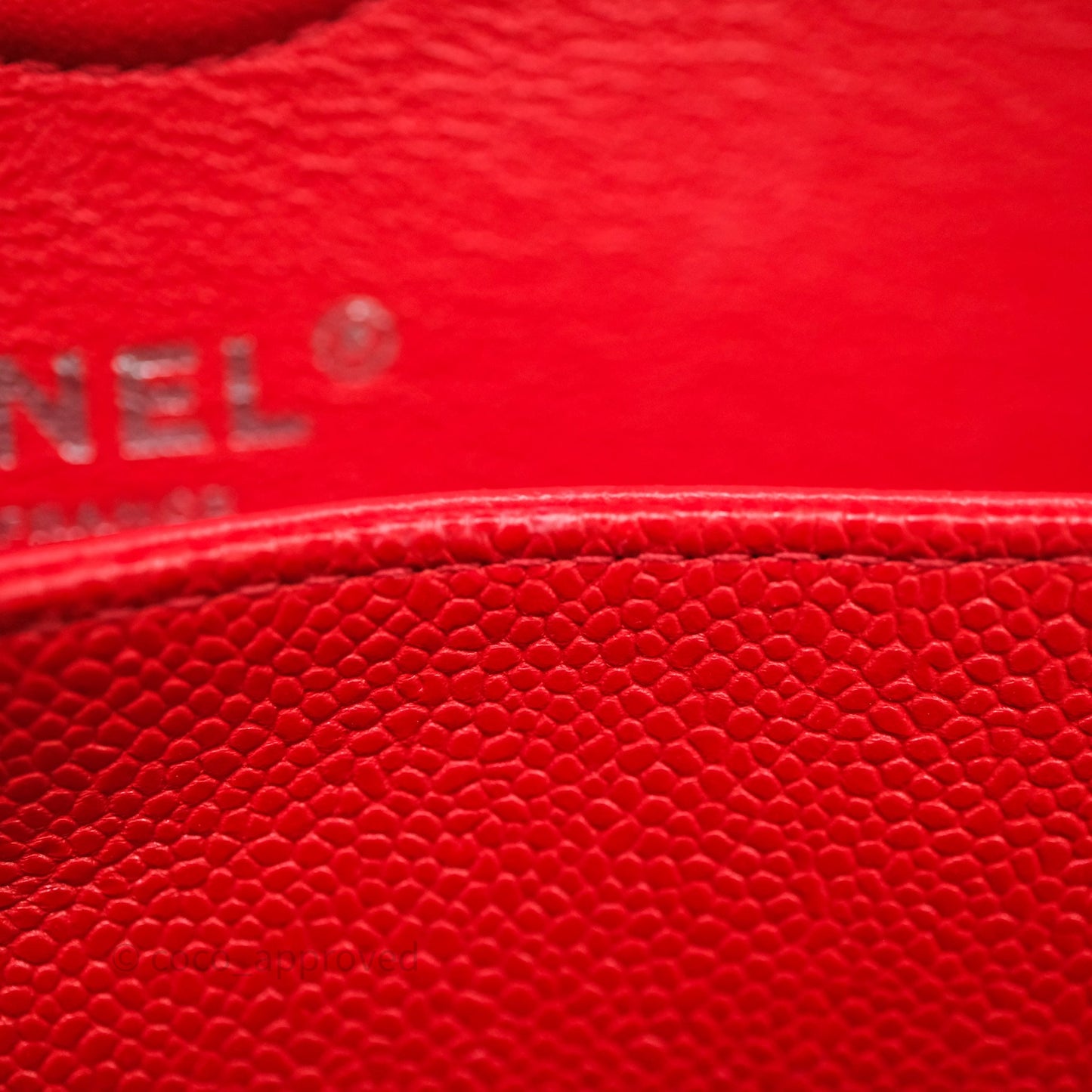 Chanel Small Classic Flap Quilted Red Caviar Silver Hardware