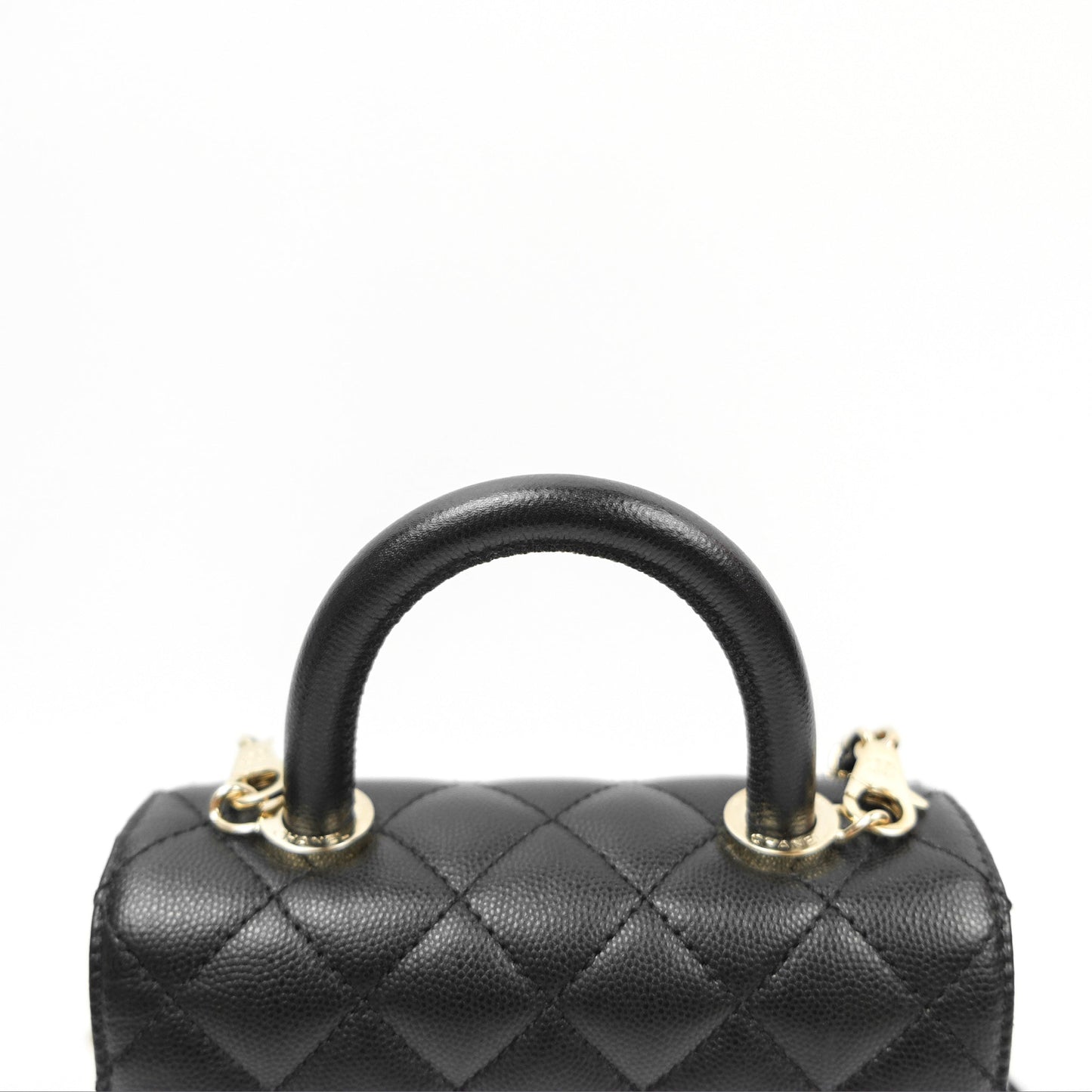 Chanel Mini Coco Handle Quilted Black Caviar Gold Hardware