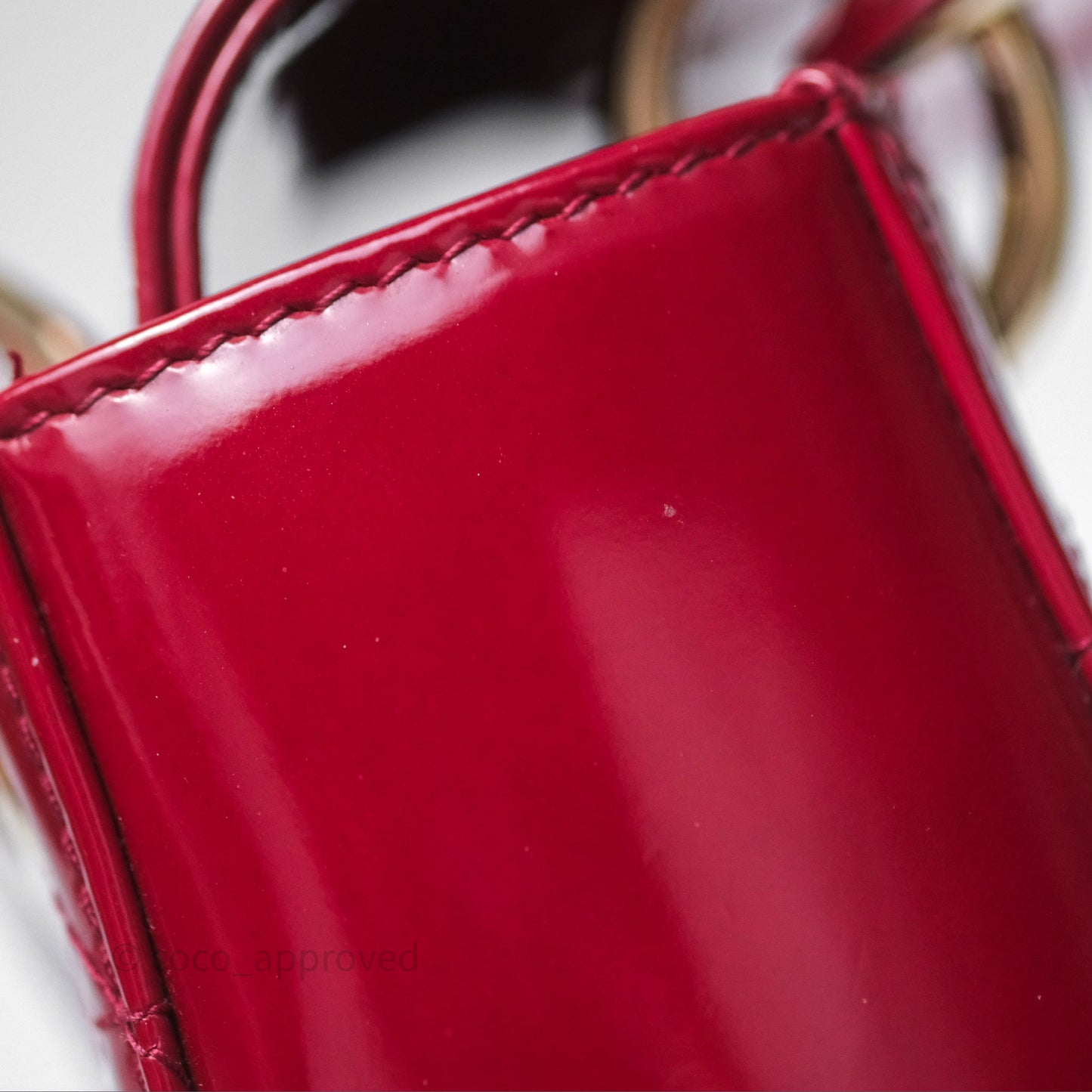 Christian Dior Mini Lady Dior Red Patent Cannage Gold Hardware