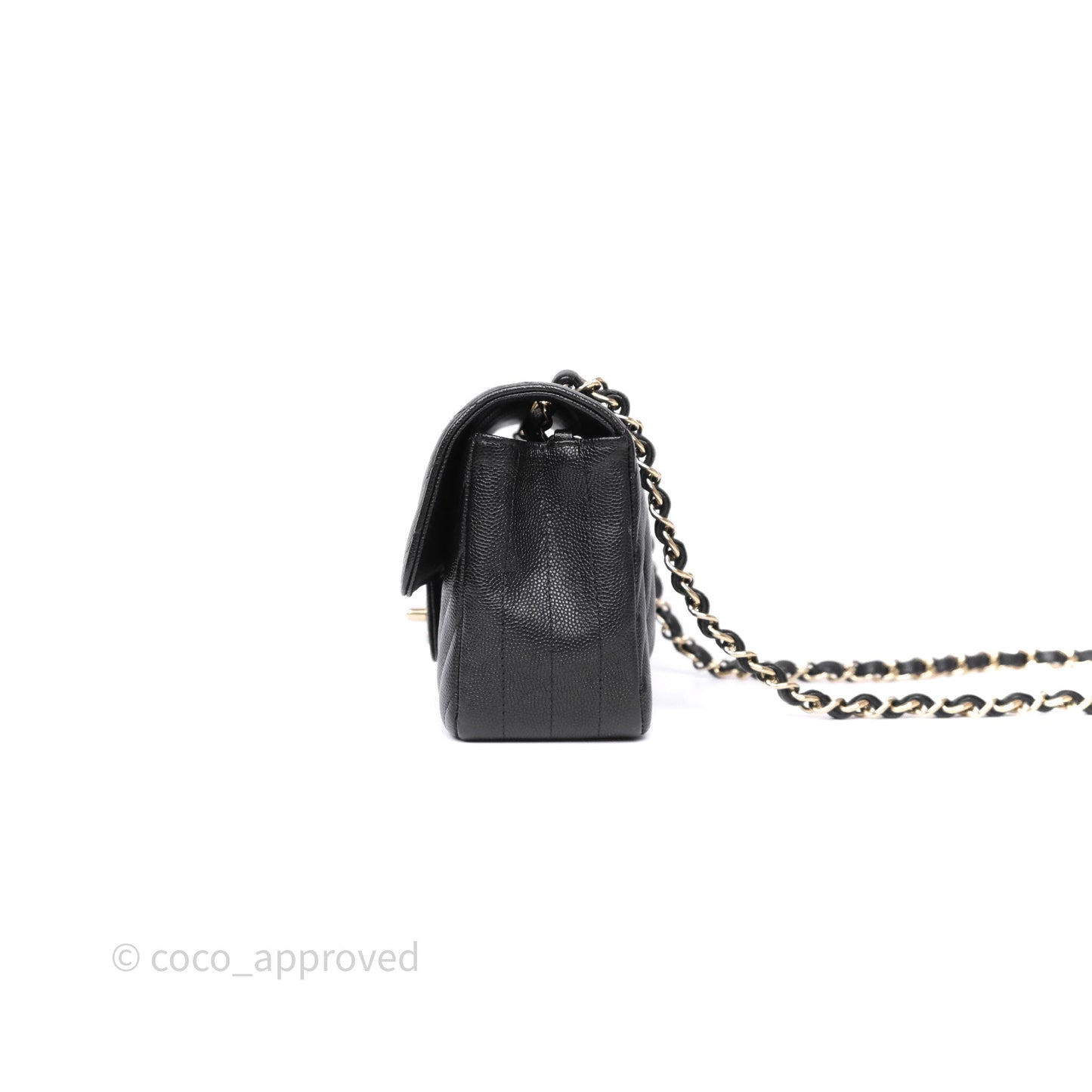 Chanel Mini Rectangular Chevron Black Caviar Gold Hardware