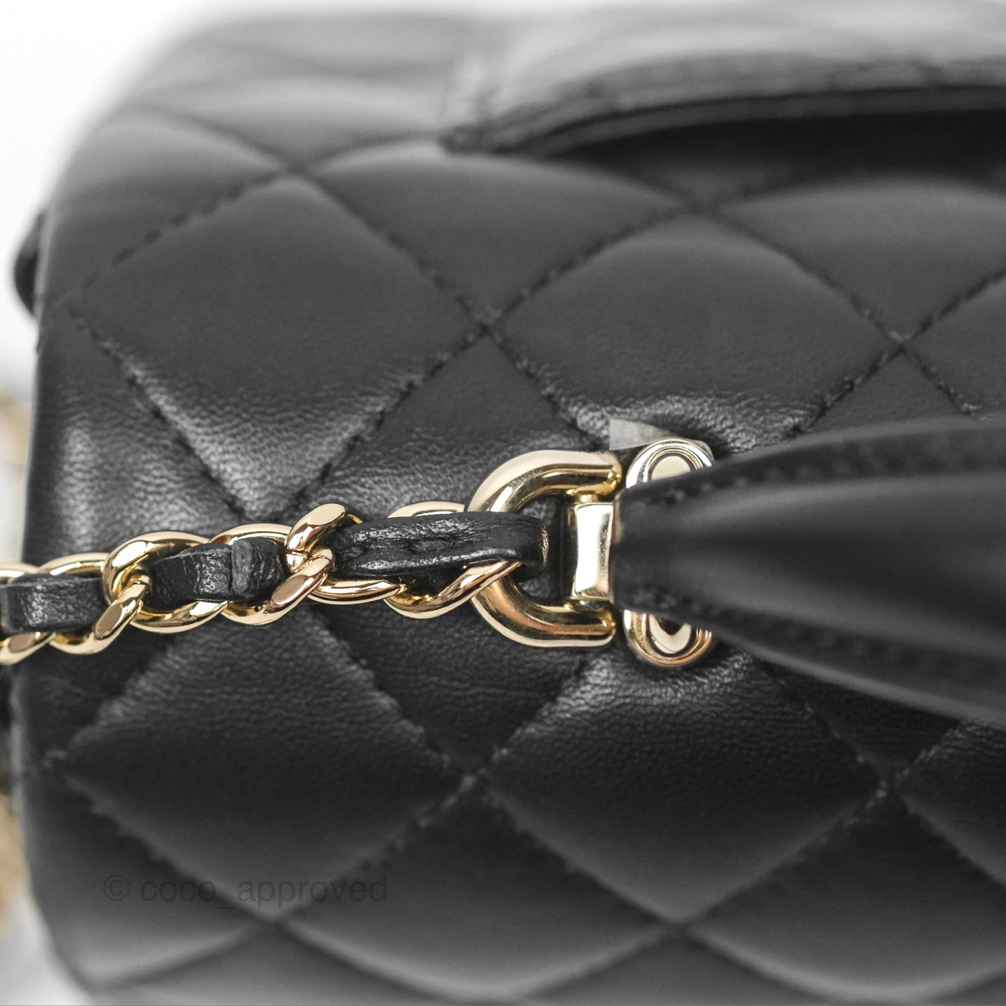 Chanel Top Handle Mini Rectangular Flap Bag Black Lambskin Gold Hardware