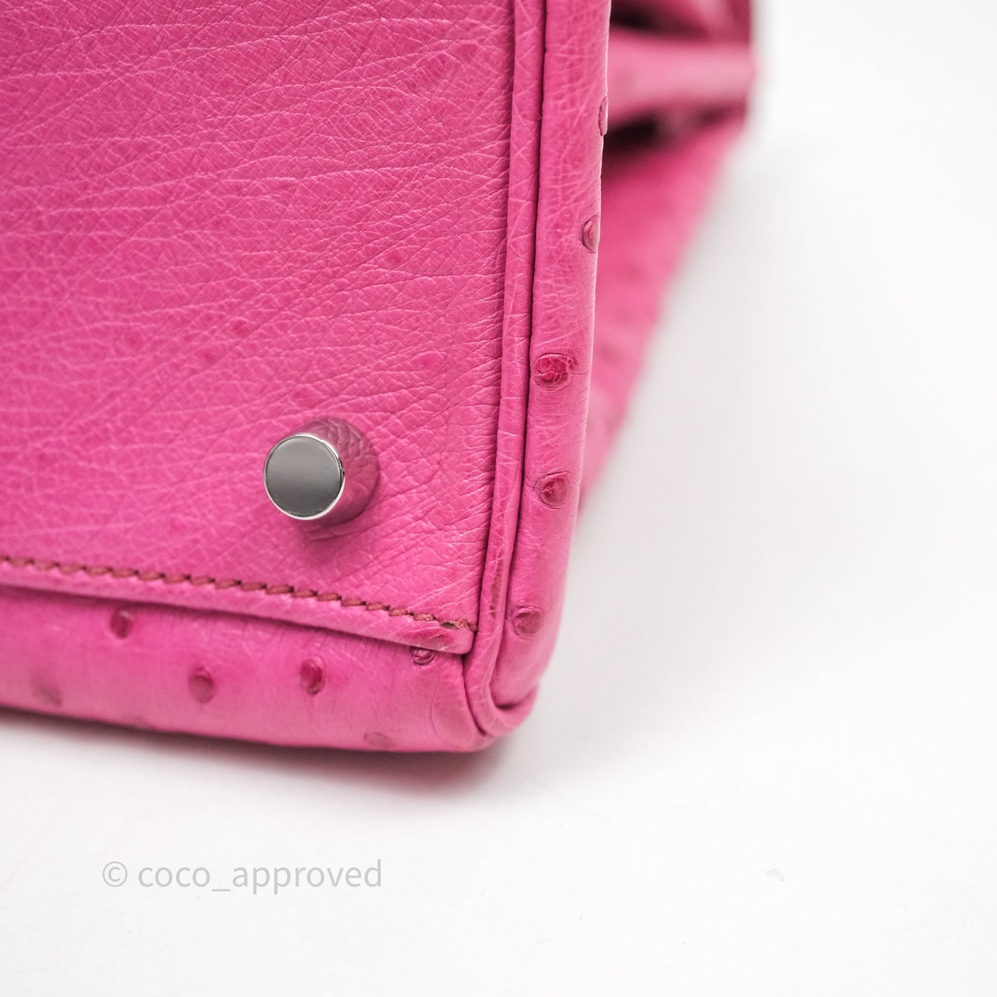 Hermes Kelly 32 Fuchsia Ostrich Palladium Hardware
