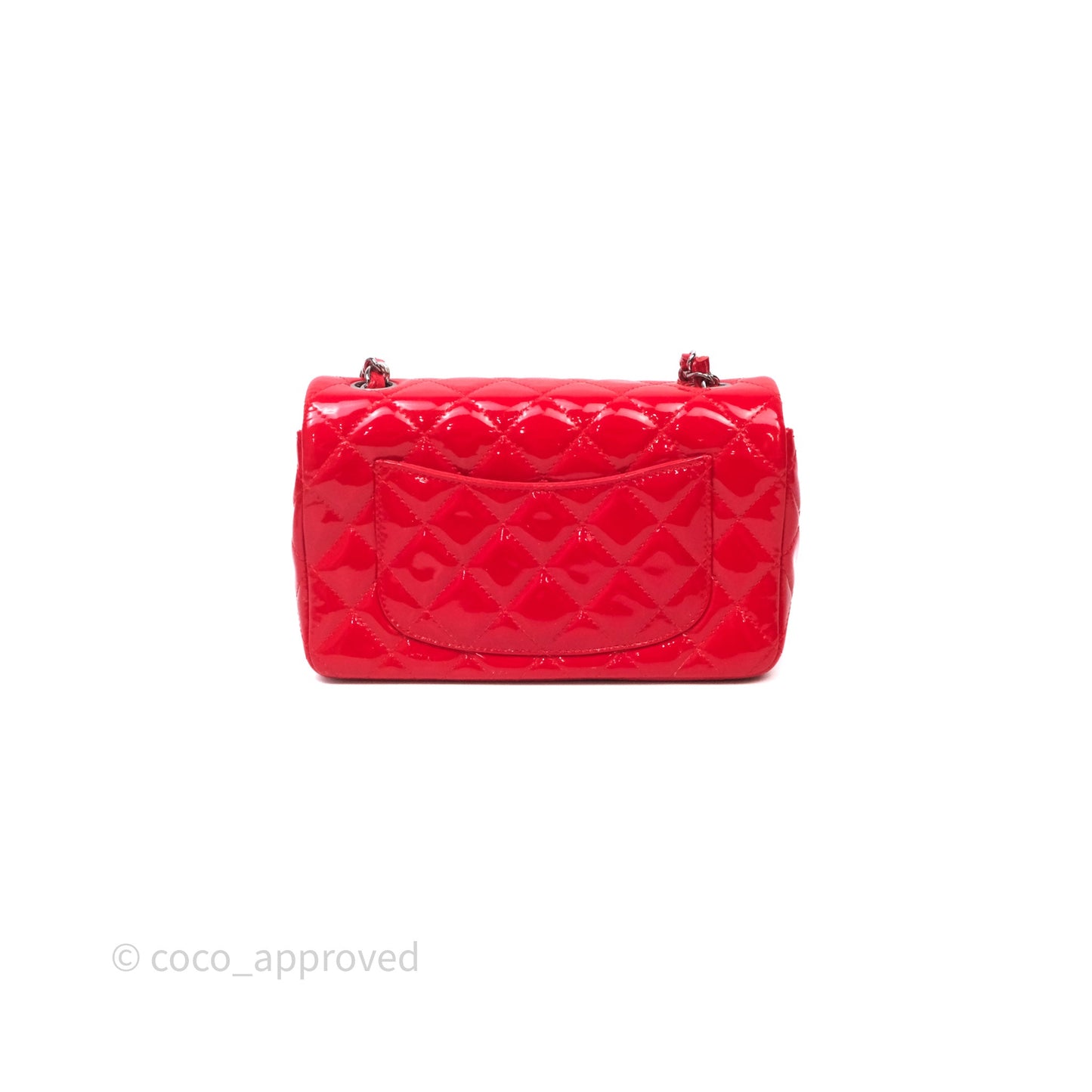Chanel Mini Rectangular Quilted Red Patent Silver Hardware